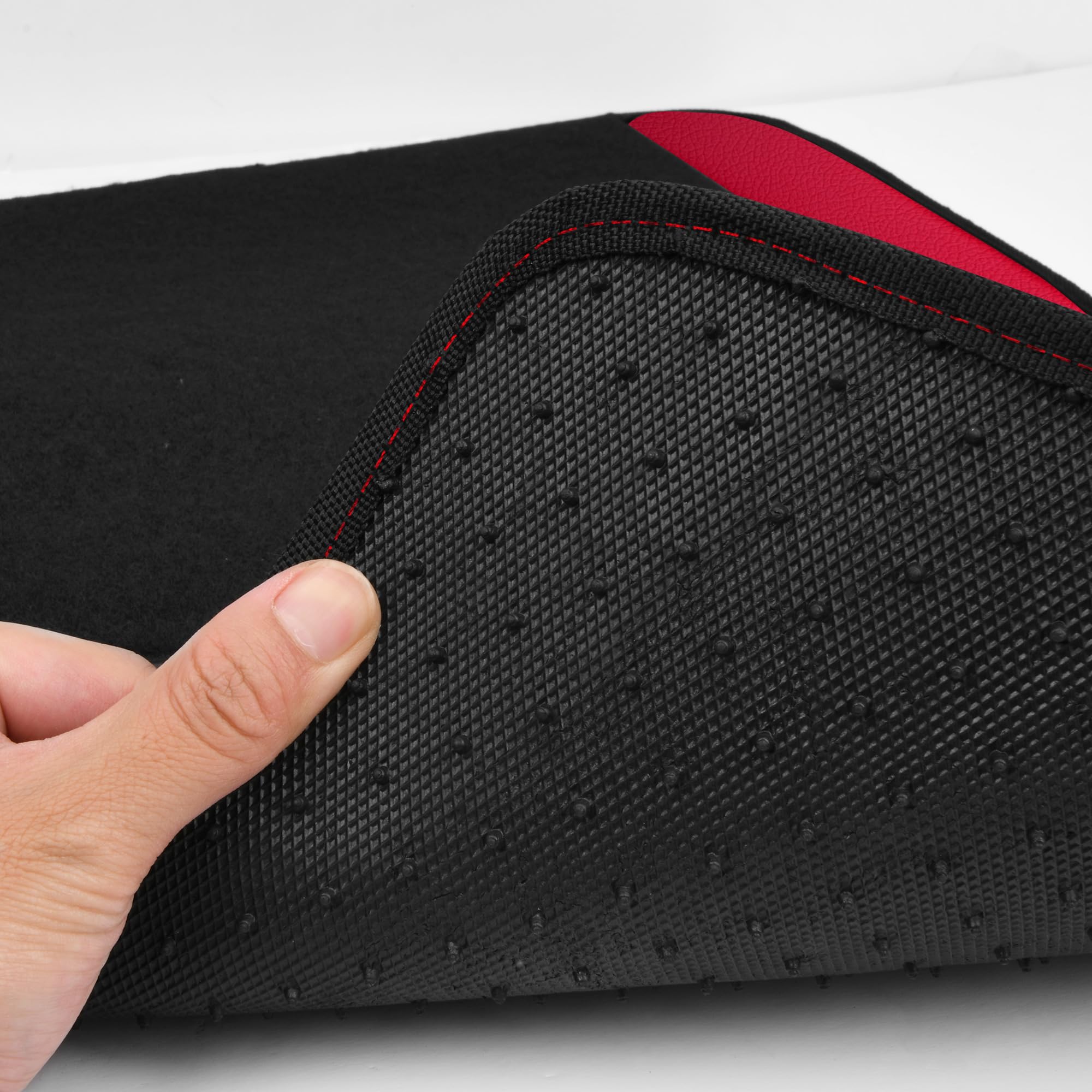 Car Pass® Waterproof Universal Faux Leather 3Row Car Floor Mats, Red Car Mats Fit For Suv,Vans,Sedans, Trucks,Set Of Vehicles Car Carpet With Driver Heel Pad And Anti-Slip Nibs Backing (Red 3Row)