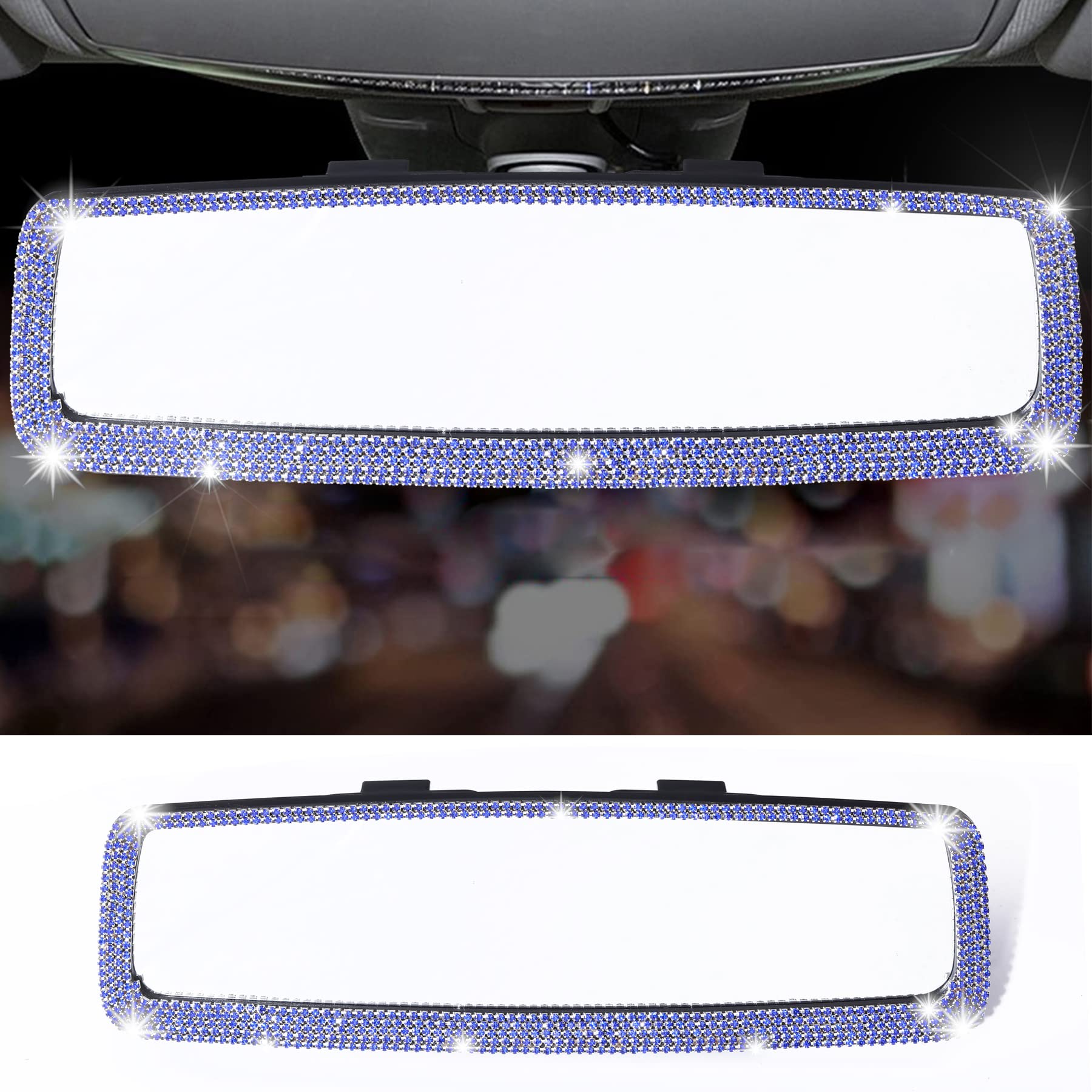 Livtee Bling Car Rearview Mirror, Car Bling Decorations Rear View Mirror With Hd Glass, Bling Car Interior Accessories For Women