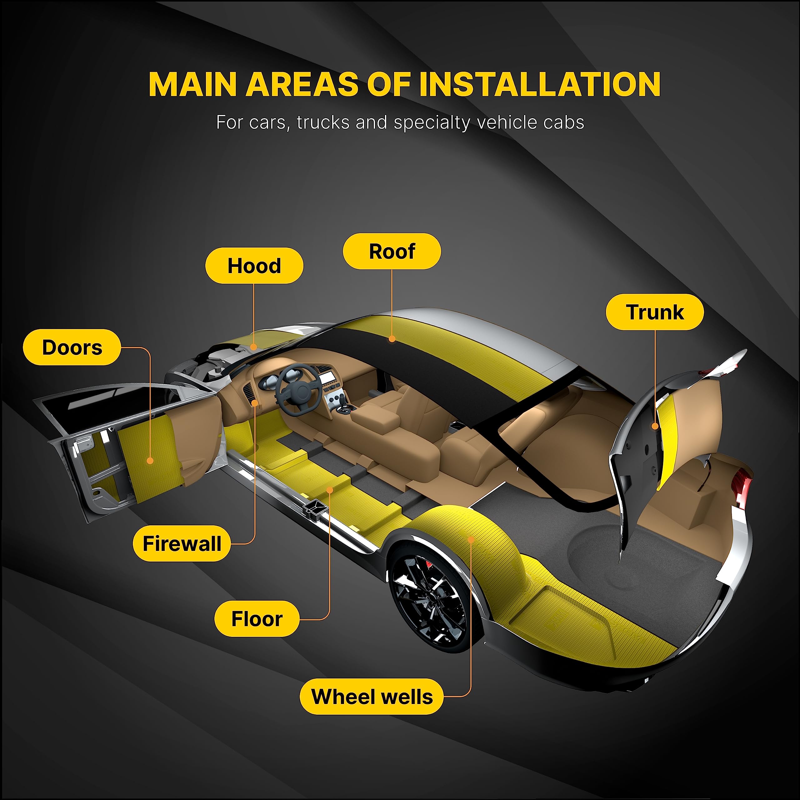 SGM Gold 80mil 10 sqft Car Sound Deadening Mat, Automotive Sound Deadener, Self Adhesive Butyl Car Sound Deadening Material, Aud