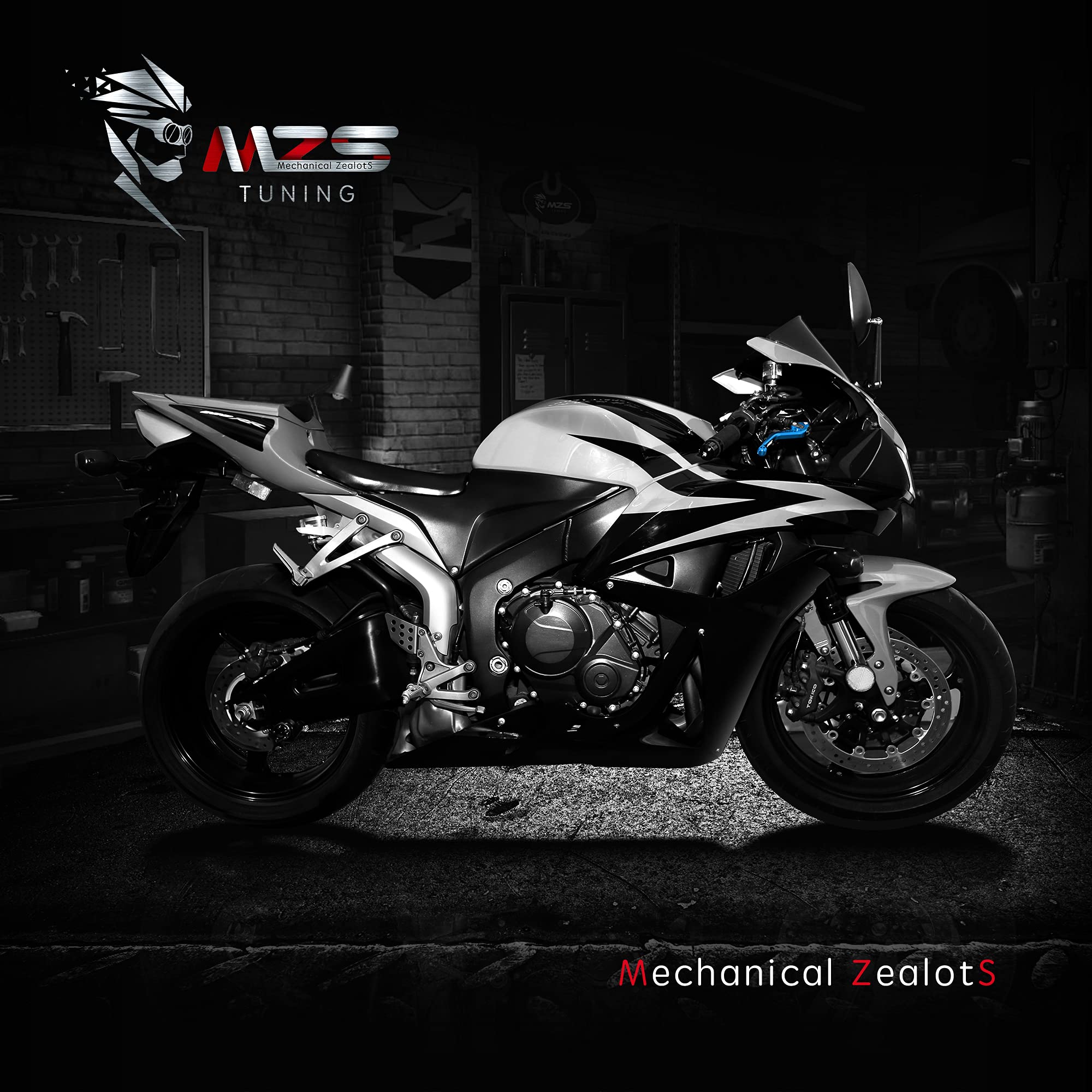 MZS Adjustable Blue Motorcycle Brake Clutch Levers - Aluminum, Short, Compatible with GROM, CBR250R, CBR300R, CBR500R, Model PT-2526-B