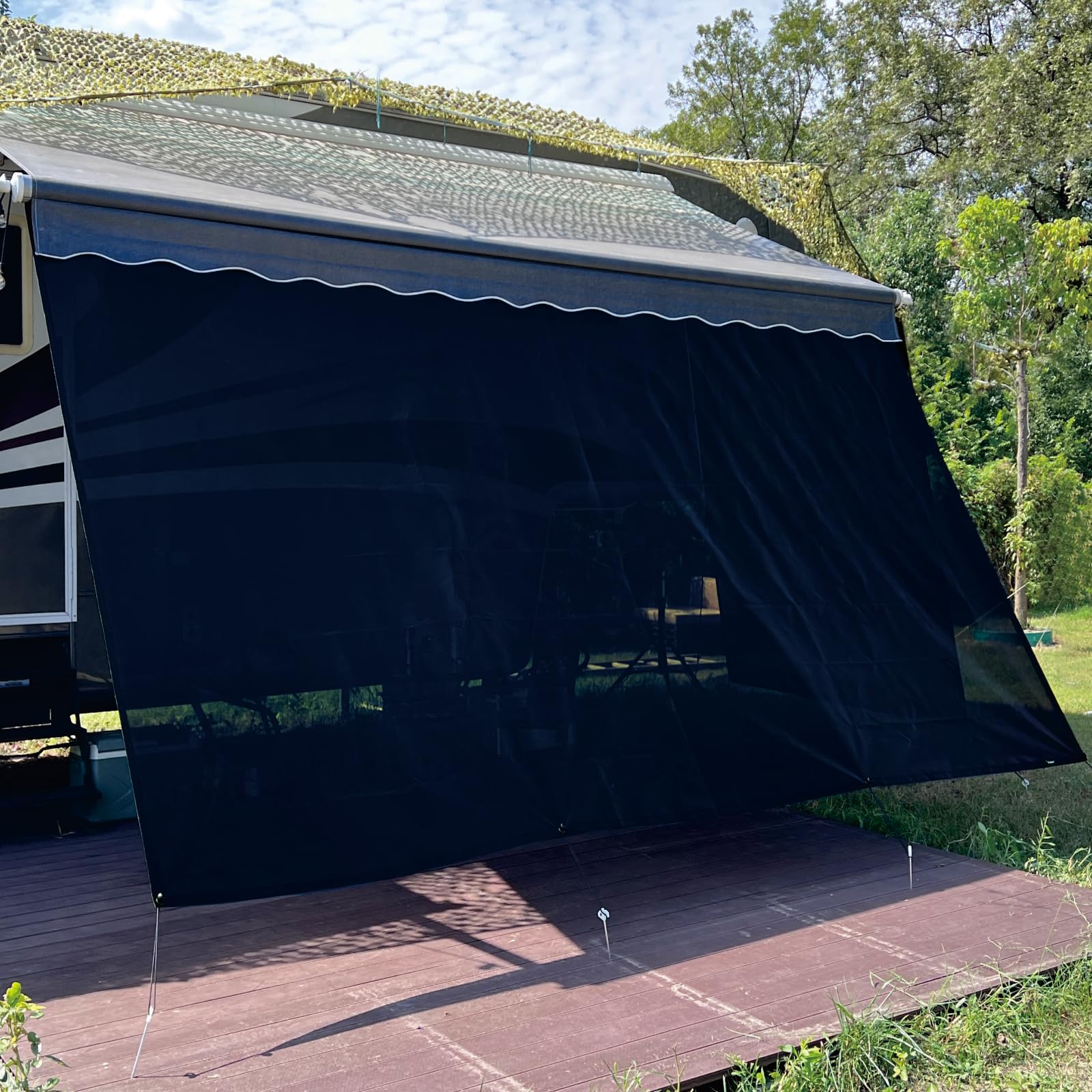 SHADEPLUS RV Awning Sun Shade Screen 8x193(Fit for 20 Awning),Black Mesh Shade Screen Without Zipper,Universal Trailer Camp