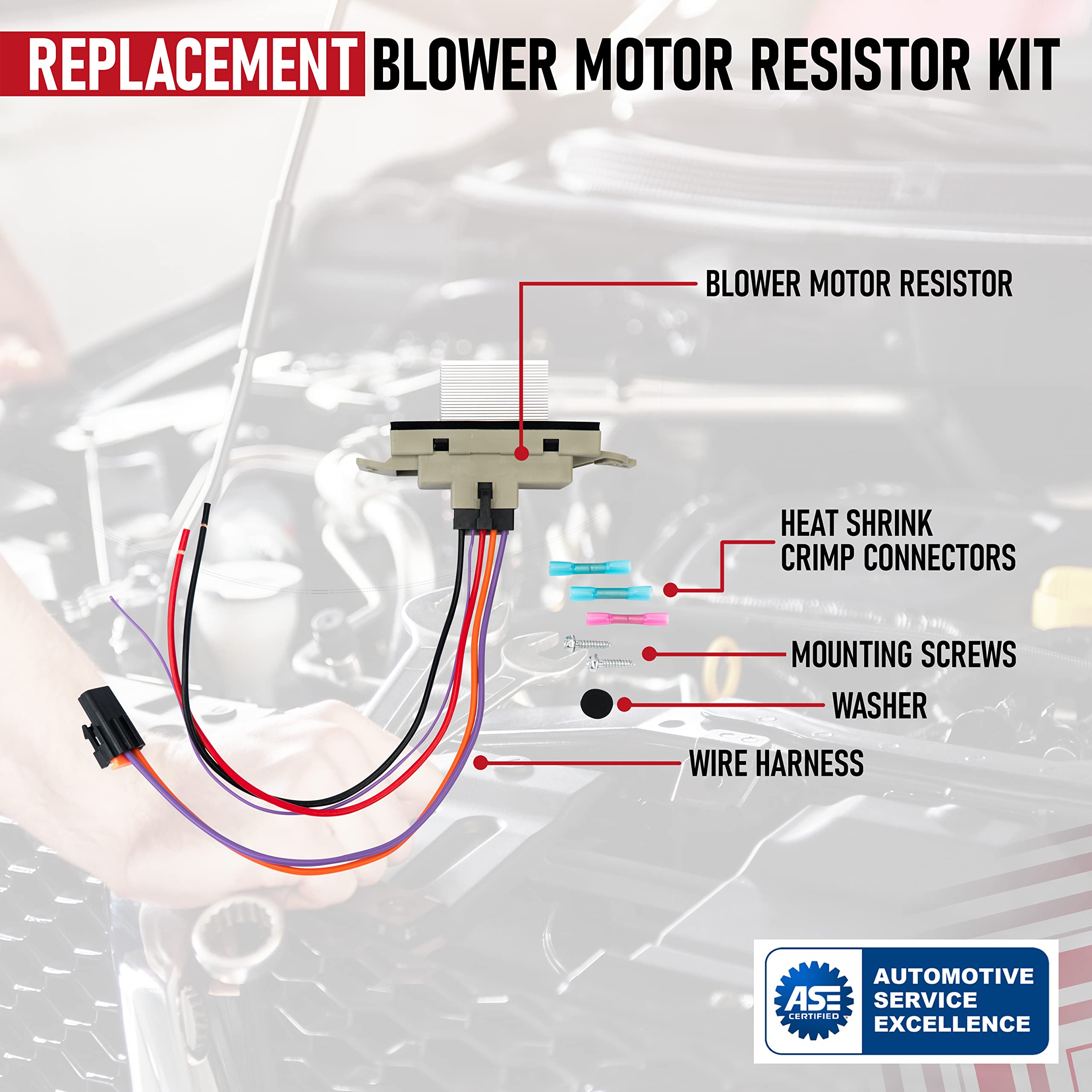 Hvac Blower Motor Resistor Complete Kit With Harness - Replaces 15 81773, 89018778, 89019351, 1581773, 15-81773 Compatible With