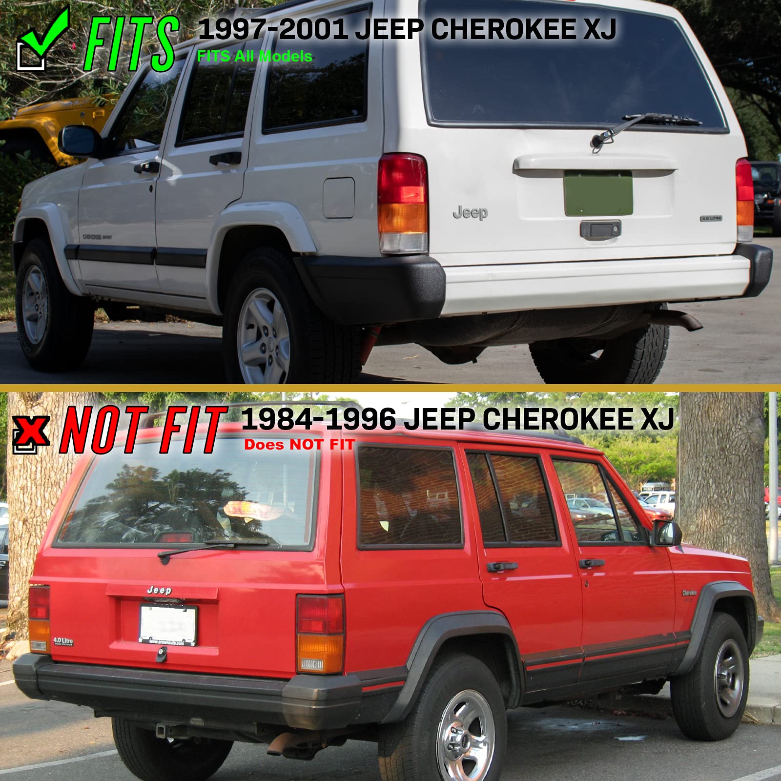 USR UNIQUE STYLE RACING Tail Lights Set for 1997-2001 Cherokee XJ - Red/Smoke Lens (Left + Right)