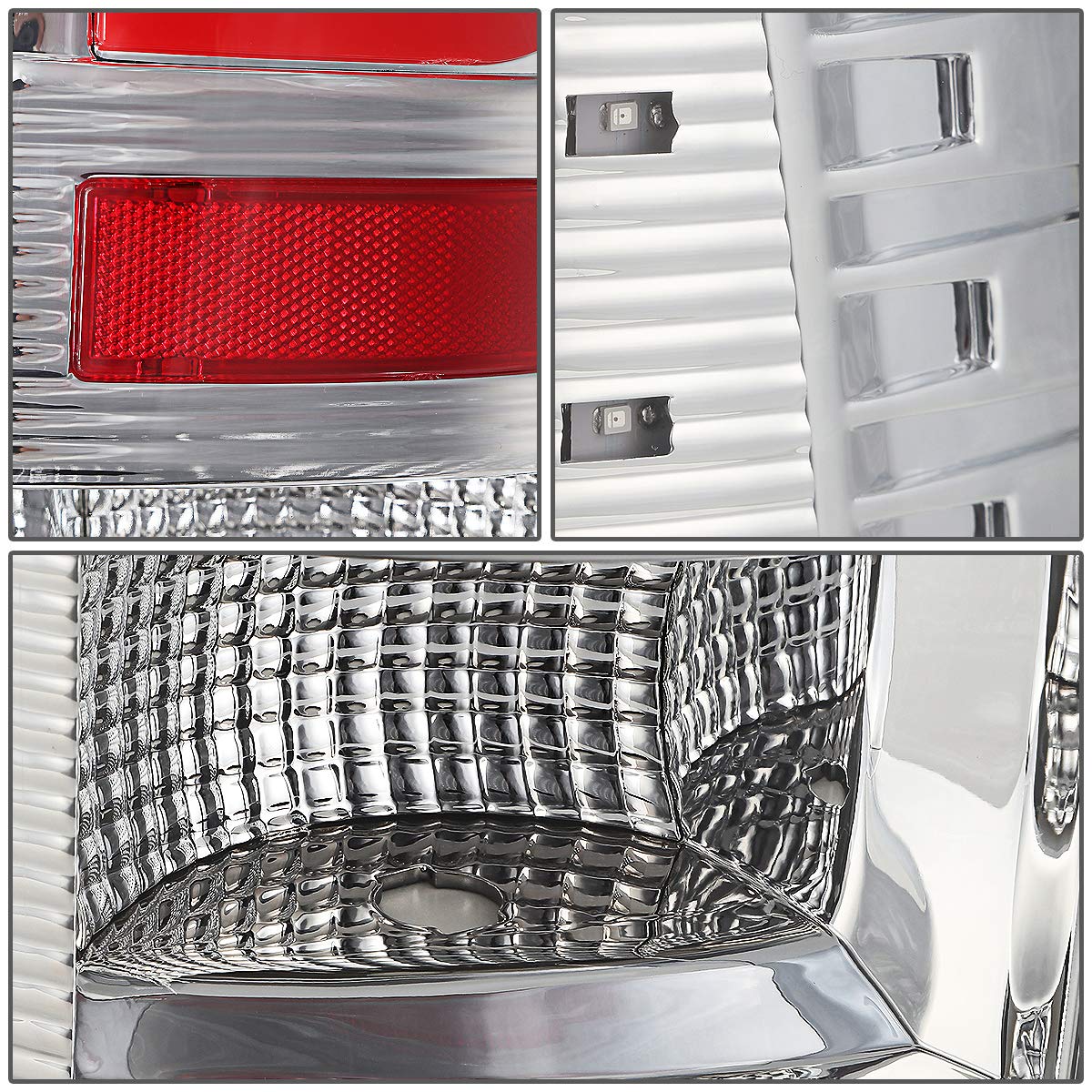 DNA MOTORING LED 3D Tail Light Assembly for 09-17 Dodge Ram 1500/2500/3500 - Chrome, Driver & Passenger Side, Model TL-DRAM09-