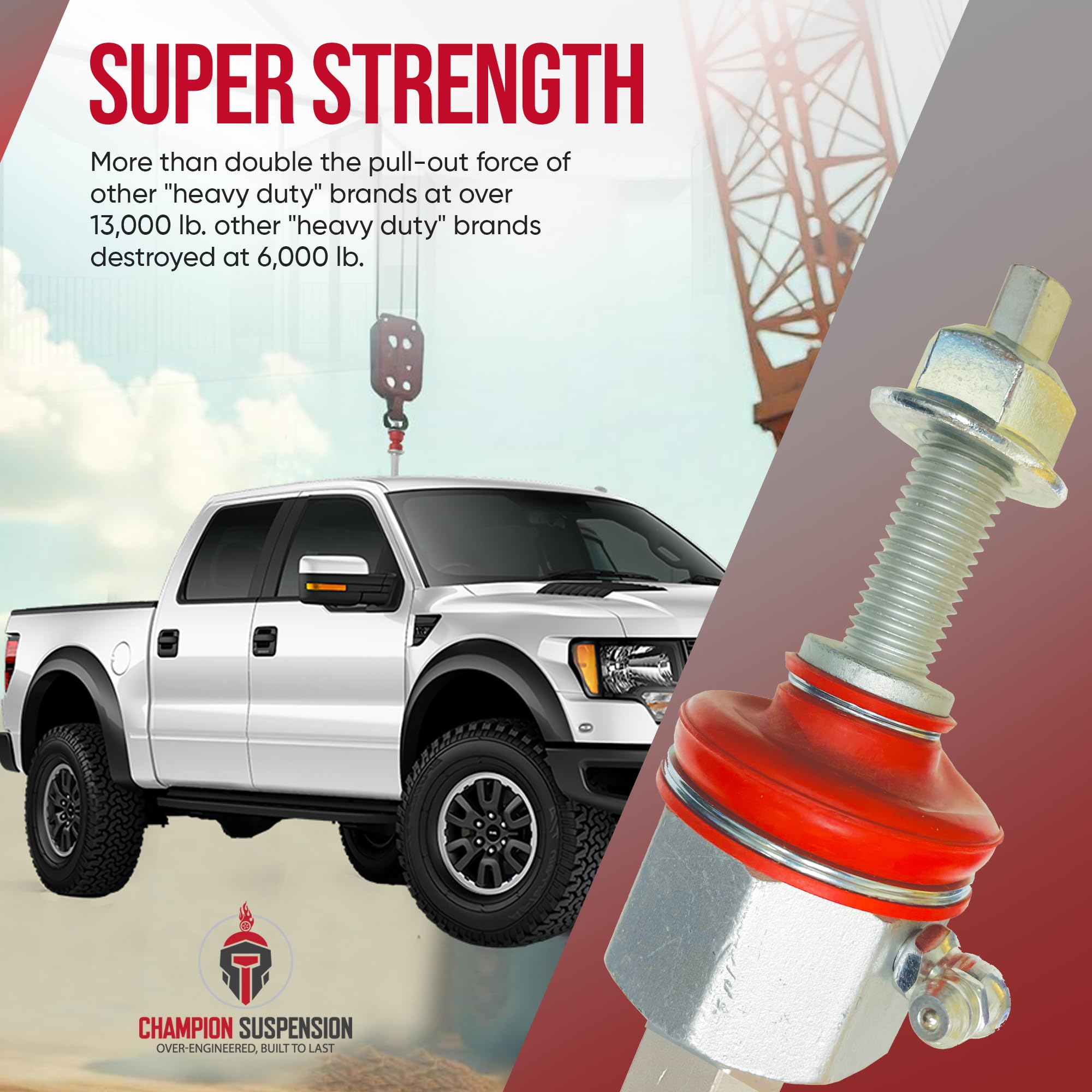 Champion Suspension 4Pc Front Sway Bar Stabilizer Code Red Extreme Link & Bushing Kit Fits Ram 1500 2006-2018, Ram Classic 2019-