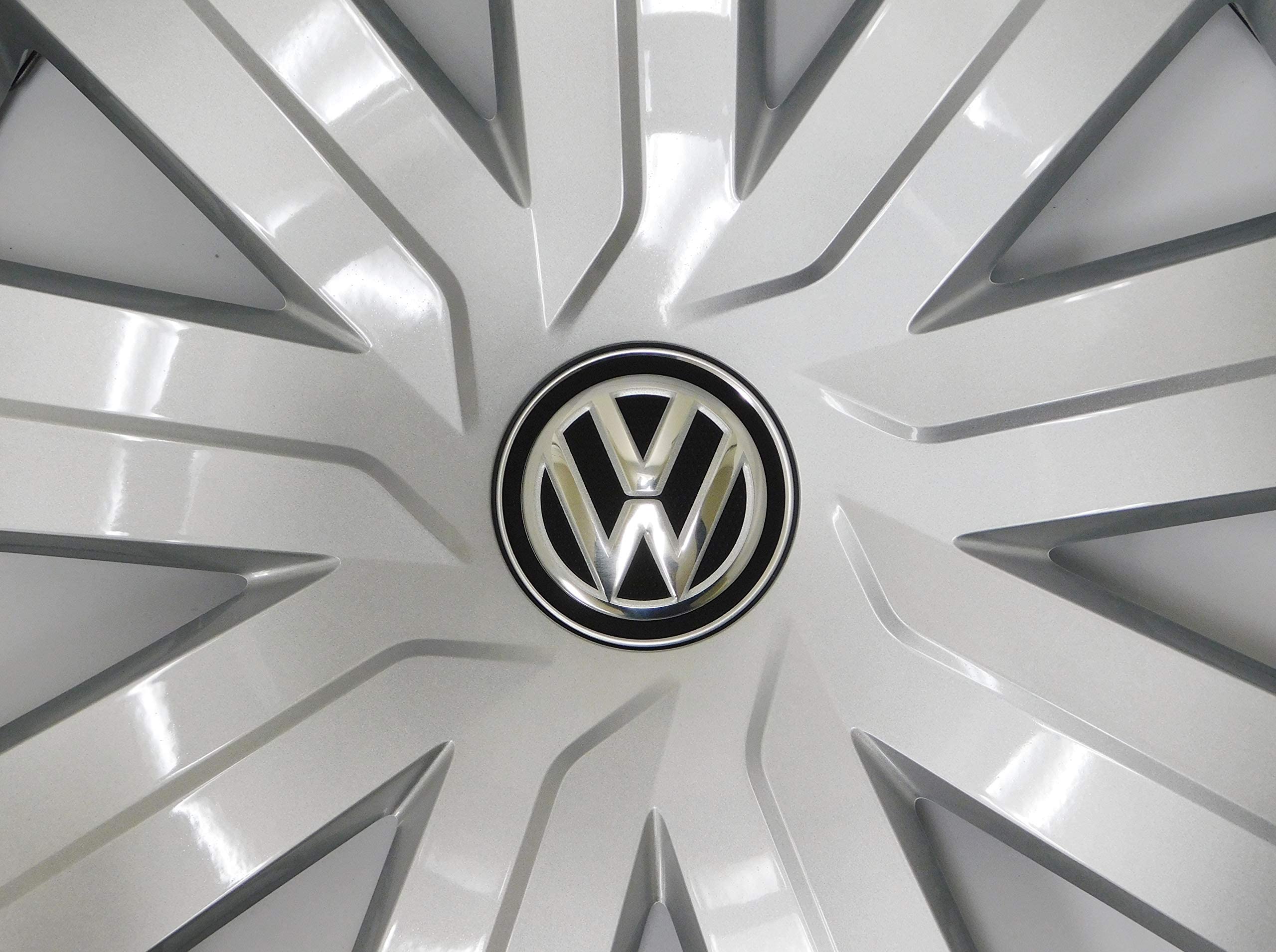 Volkswagen Genuine 9-Spoke Hub Cap Wheel Cover, 15-inch, Silver, Model 5C0601147DQLV