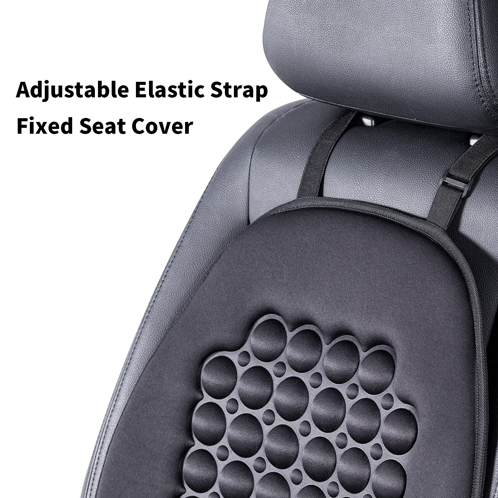 FREMONT AUTO Car Seat Cover - Breathable Polyester, Massage Magnet Bubble, Adjustable, Black, Model 541006, Airbag Compatible