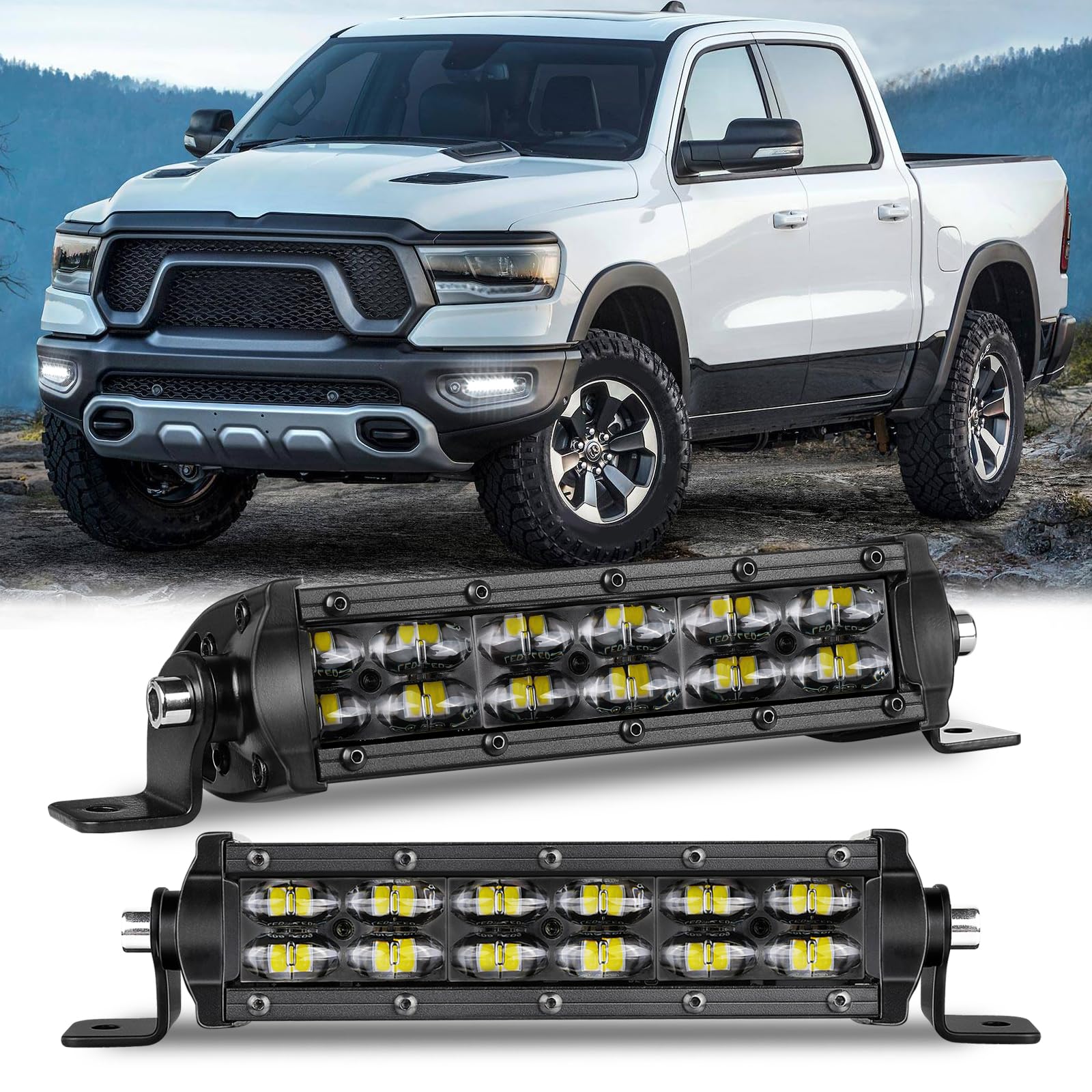 2Pcs 6 Inch Light Bar Slim 6'' Spot Flood Led Pod Lights Backup Light Fog Lights Bumper Mount For F150 Wrangler Ram Chevy Toyota