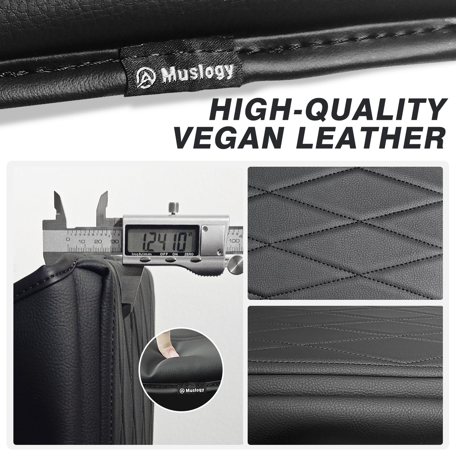 Muslogy Center Console Armrest Cover for Ford F-150 2021-2026, Extra Thick Vegan Leather, Comfortable Pad, WorkSurface Only