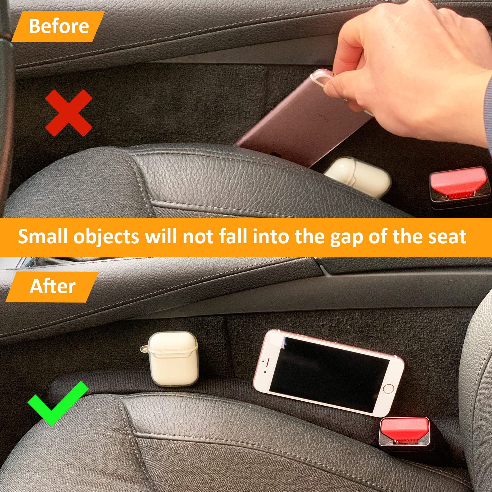 Ylxgt Car Seat Gap Filler Universal For Car Suv Truck Fit Organizer Fill The Gap Between Seat And Console Stop Things From Dropping Black 4Pcs