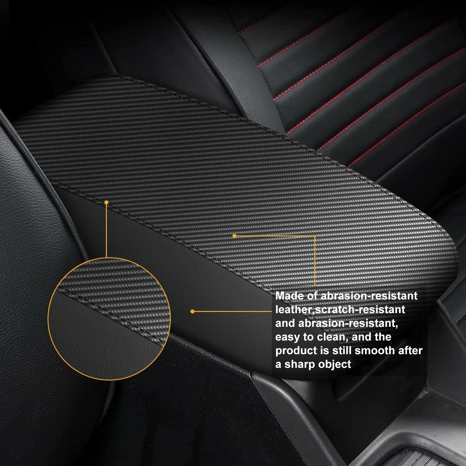 Aomsazto Armrest Covers For 2011-2021 Jeep Grand Cherokee Carbon Fiber