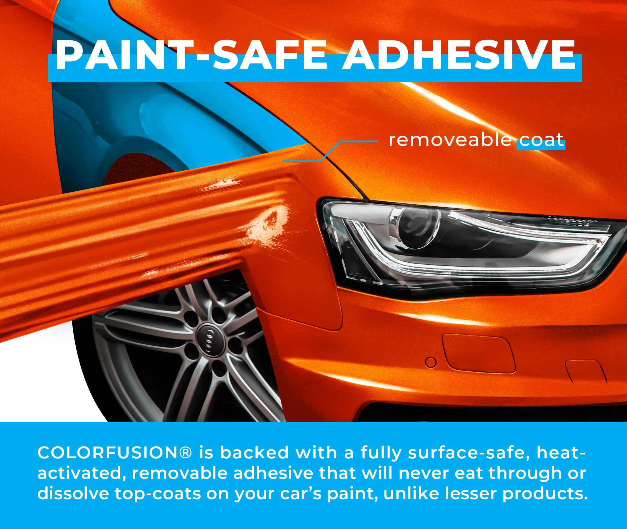 Colorfusion Ppf By Vvivid, Gloss Flame Orange Dry Apply Ppf Vinyl Car Wrap Roll 60Ft X 5Ft