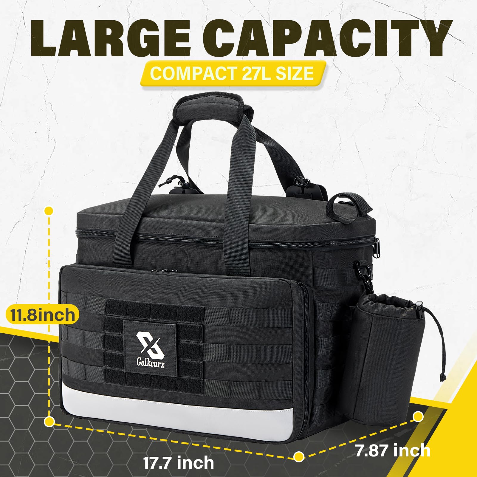 Golkcurx Patrol Bag - Law Enforcement Gear, MOLLE System, Cup Holders, Vehicle Organizer, Polyester, SET Model
