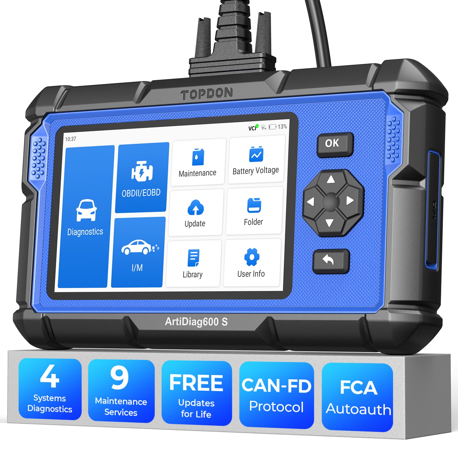 TOPDON Upgraded AD600S OBD2 Scanner, Diagnostic Tool, ABS SRS Transmission Engine Code Reader, 9 Reset Services Scan Tool, Oil/B