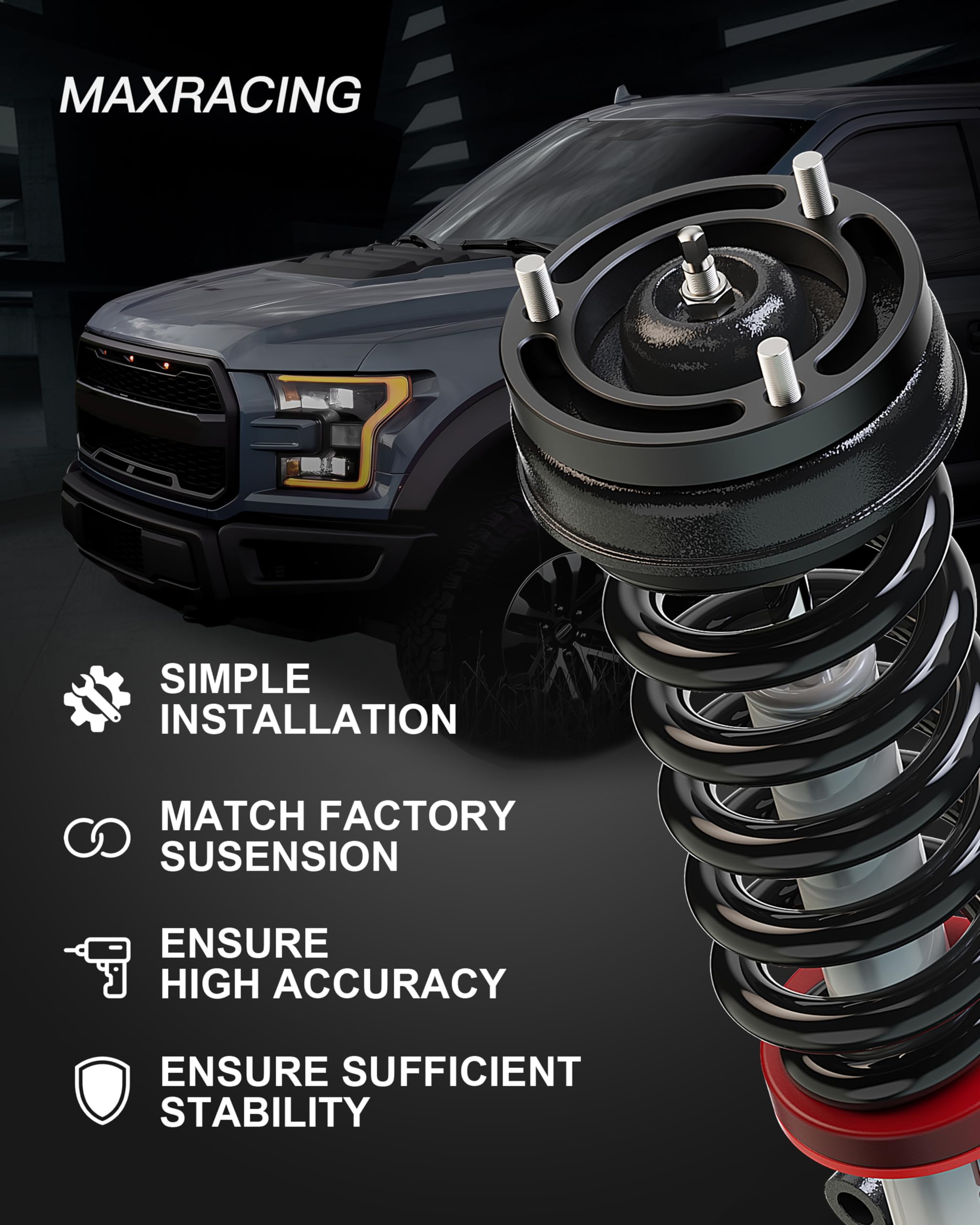 Maxracing 1.5'' Front + 1.5'' Rear Leveling Lift Kit Compatible With 2007-2020 Chevy Tahoe | 2007-2020 Chevy Suburban 1500 | 200