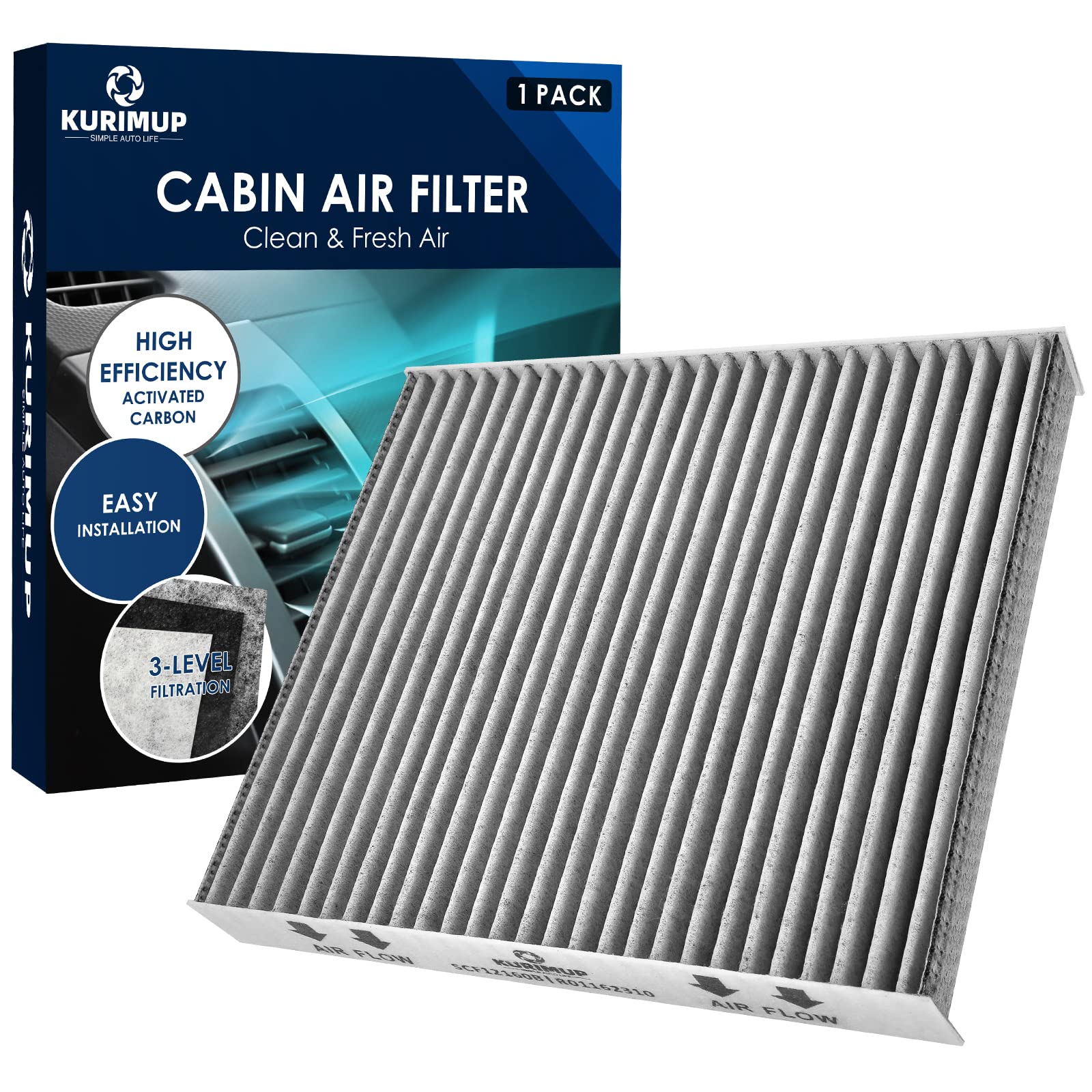 Kurimup Premium Cabin Air Filter With Activated Carbon,Replacement For Cf12160, Fit For Hyundai Tucson/Veloster N/Venue/Veloster