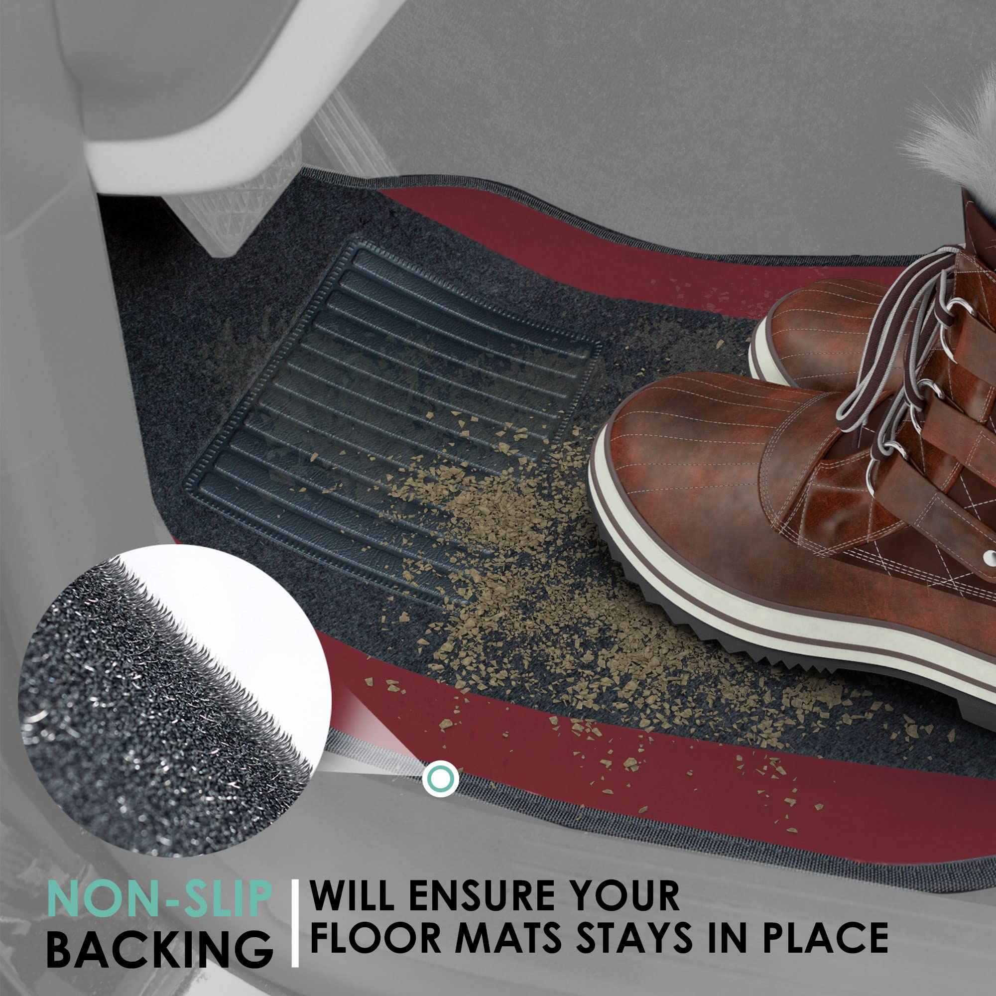 Fh Group Universal Fit Premium Carpet Automotive Floor Mats Fits Most Cars, Suvs, And Trucks With Driver Heel Pad, Full Set Burg