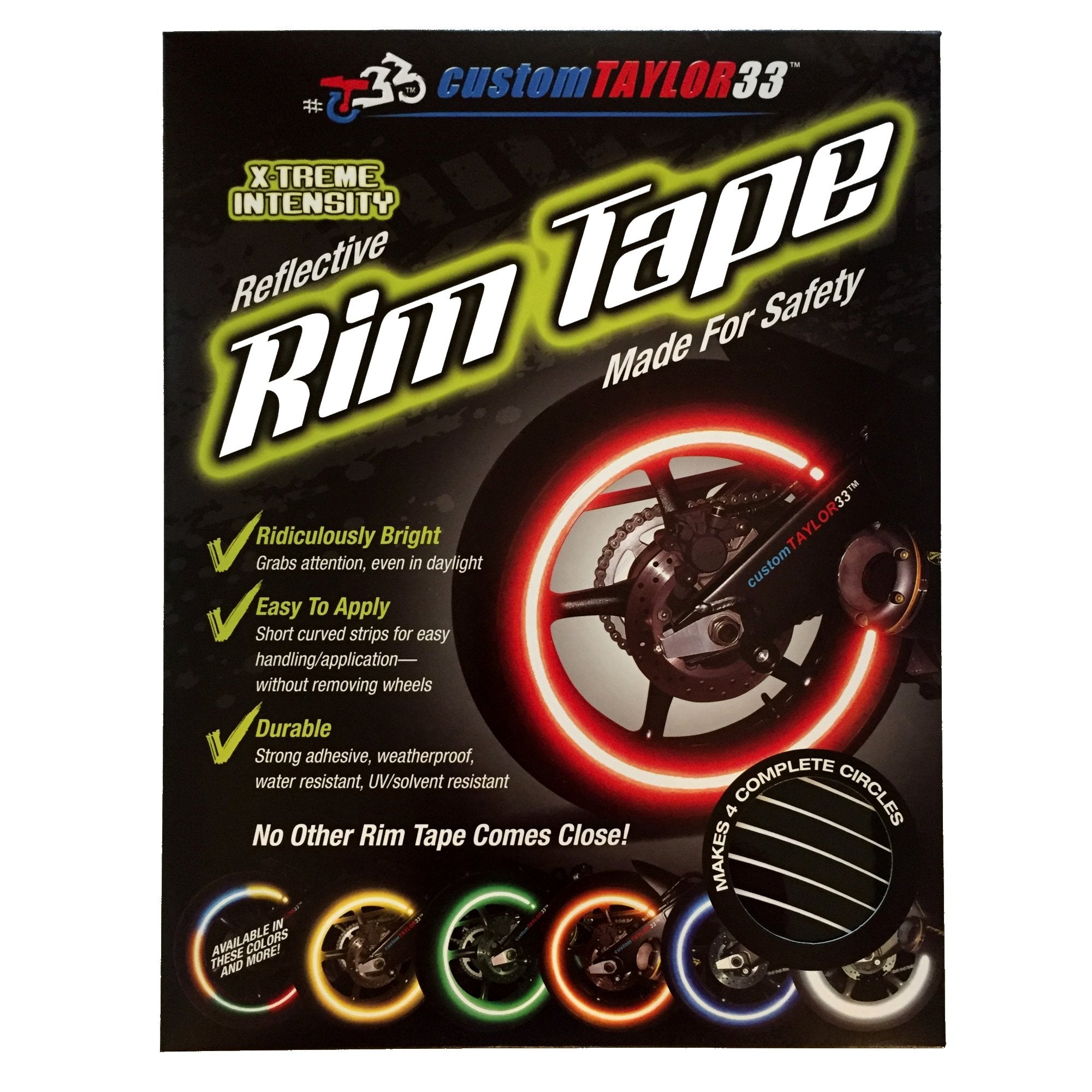 Customtaylor33 (All Vehicles) Black Engineering Grade Reflective Copyrighted Safety Rim Tapes (Must Select Your Rim Size), 10''/