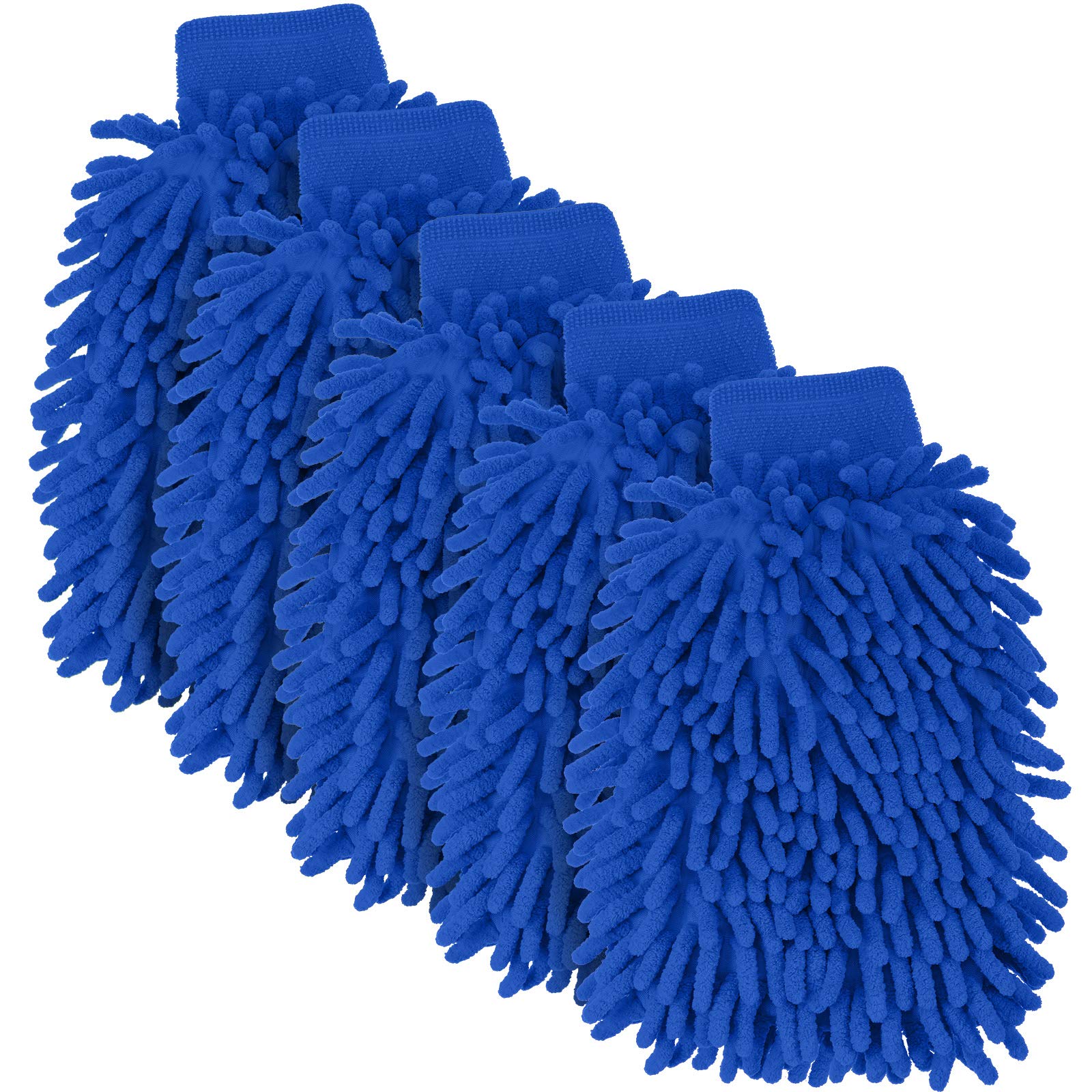 5 Pieces Car Wash Mitts Chenille Microfiber Double Sided Scratch-Free Wash Mitt