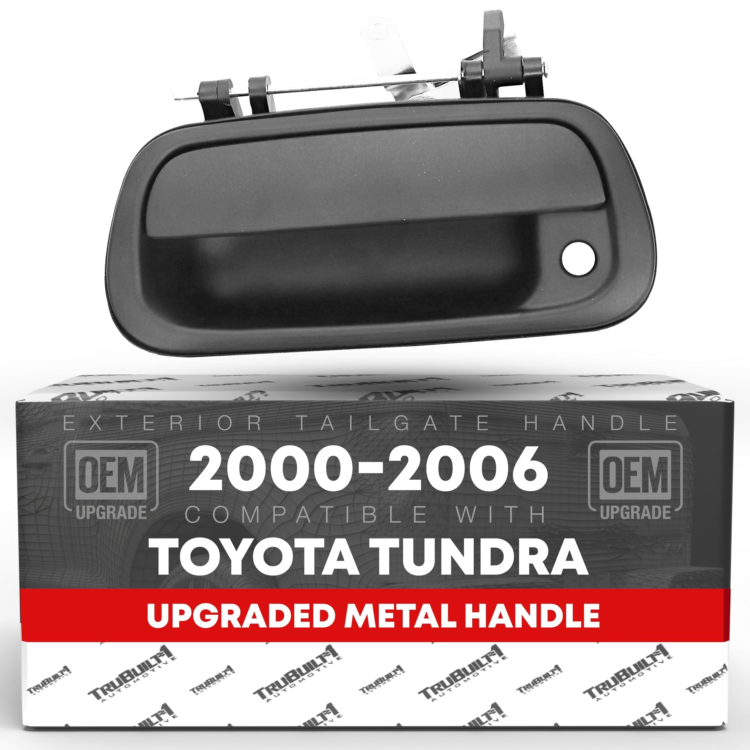 Tailgate Handle Latch Upgraded Metal, Compatible With 2000-2006 Toyota Tundra - Exterior Tailgate Assembly, Textured Black, W/Ke