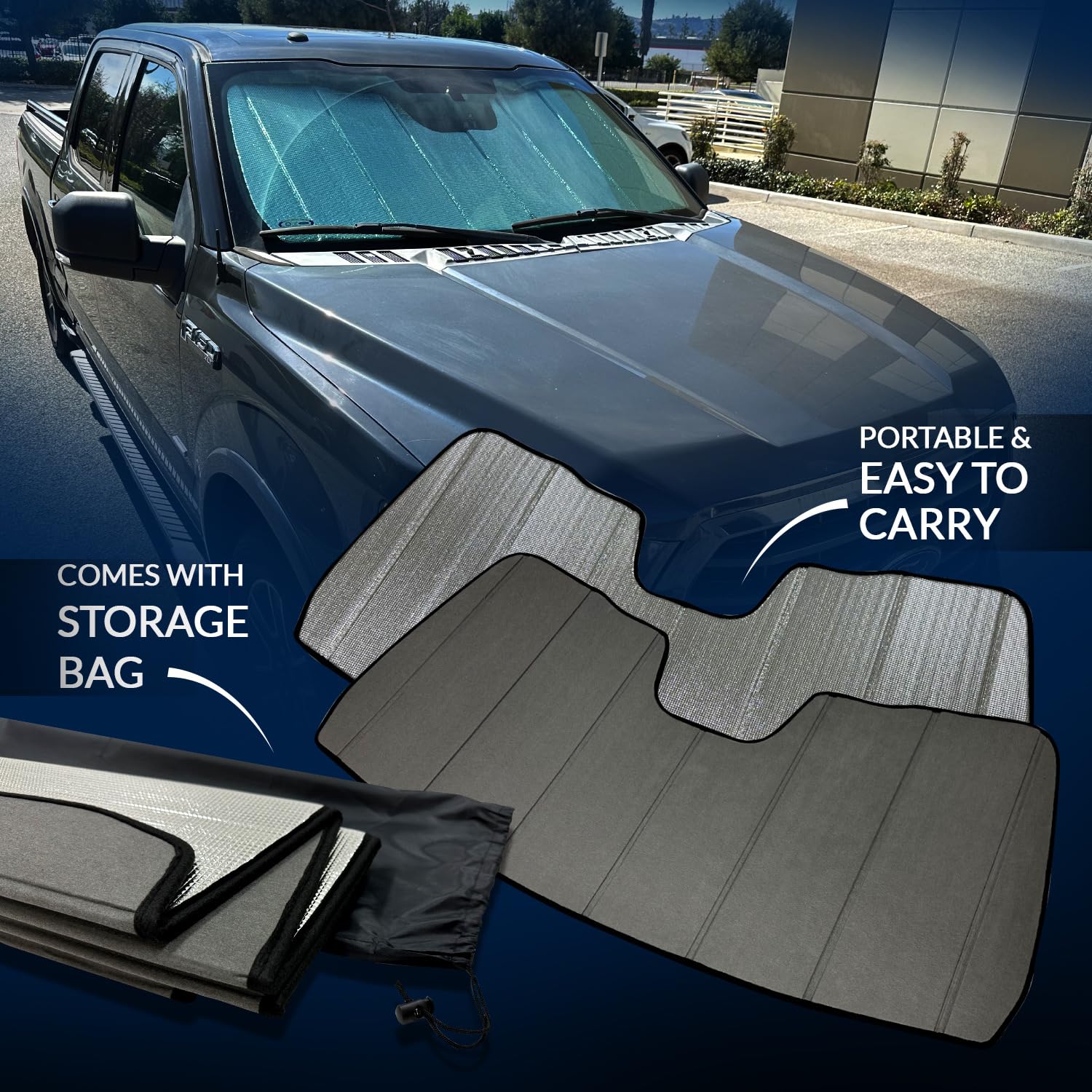 Front Car Windshield Sun Shade Compatible With 2016-2020 Honda Pilot | Custom Fit Visor Accordion Fold Style Sun Protector | Sil
