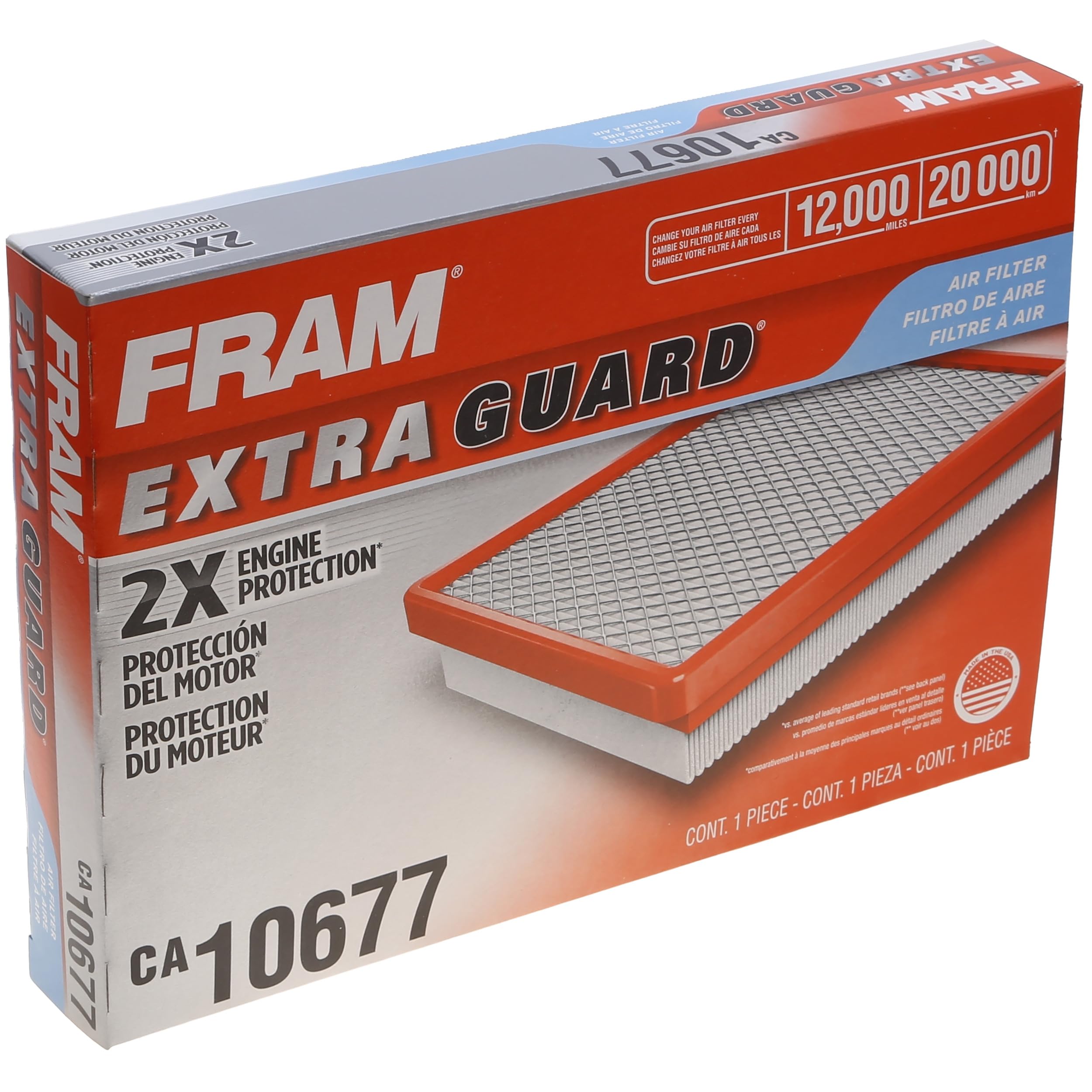 FRAM Extra Guard CA10677 Replacement Engine Air Filter for Select Lexus and Toyota Models, Provides Up to 12 Months or 12,000 Mi