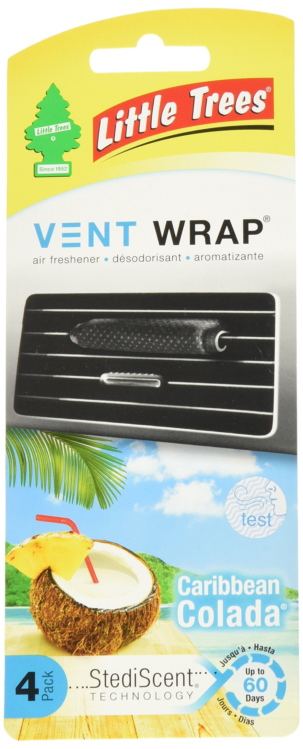 Little Trees Vent Wrap | Car Air Freshener | Caribbean Colada | Pack Of 4