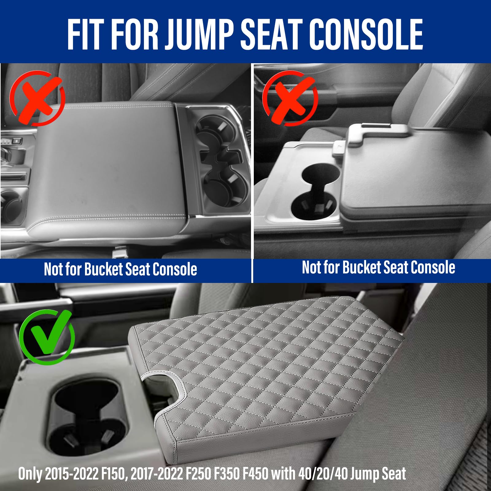 Center Console Armrest Cover For Ford F150 2015-2022, F250 F350 F450 F550 2017-2022, Pu Leather Car Interior Accessories, Middle