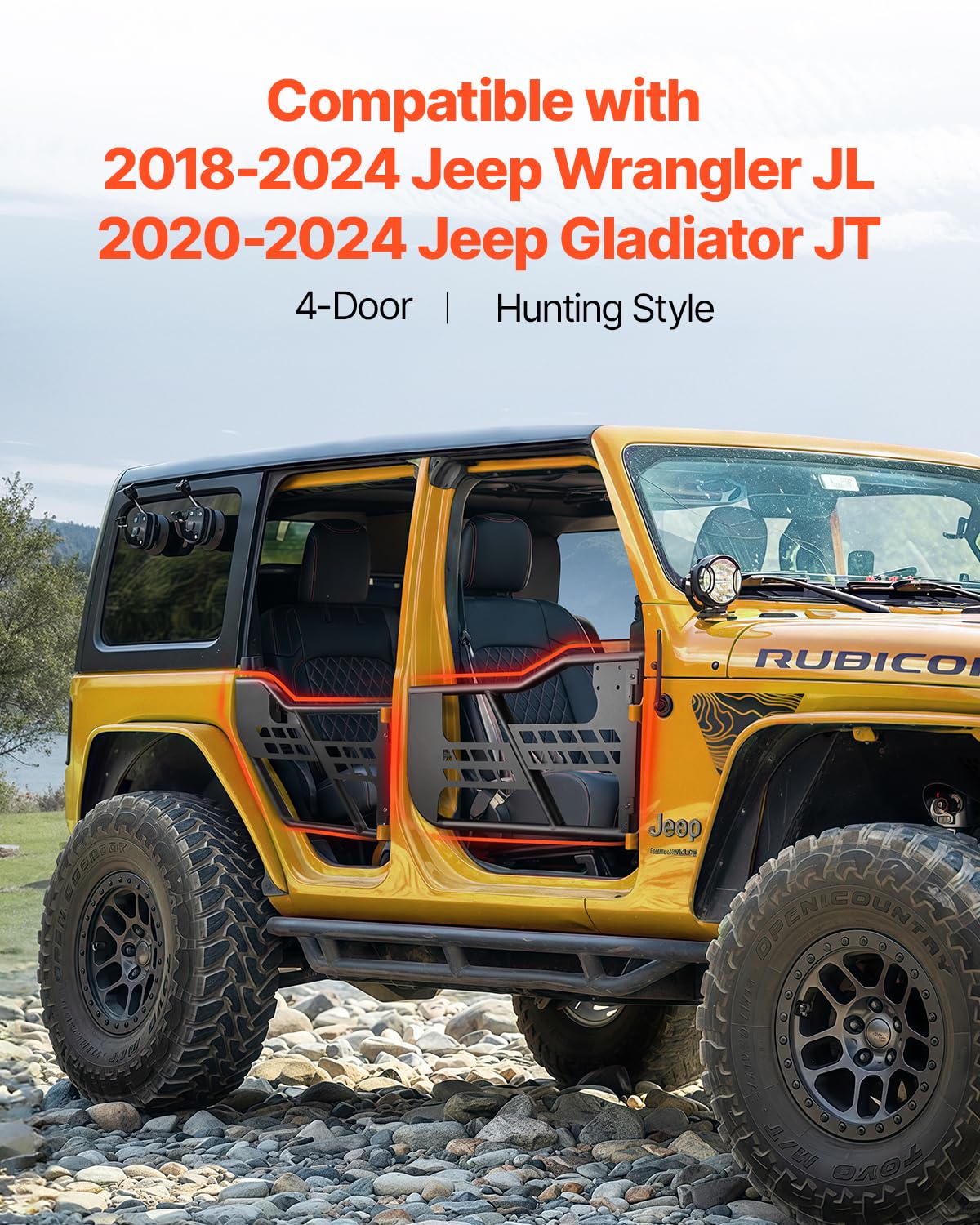 VEVOR Jeep Tube Doors, 4-Door, Hunting Style Jeep Tubular Door with DOT Certified Rear View Mirrors, Jeep Doors with Rear Mirror