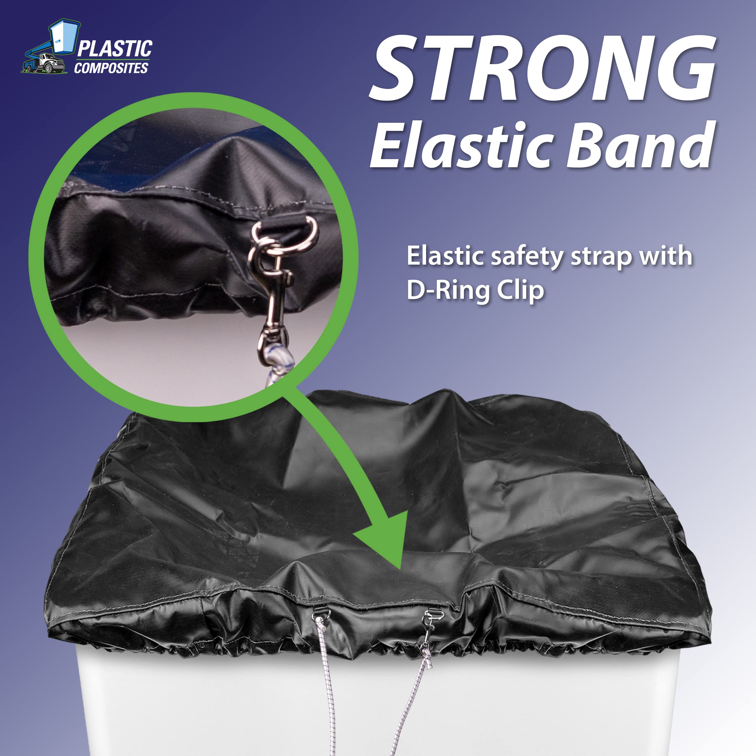 Plastic Composites Co Heavy Duty Bucket Cover, Elastic Top, 28"x28", Vinyl, Model 50530103