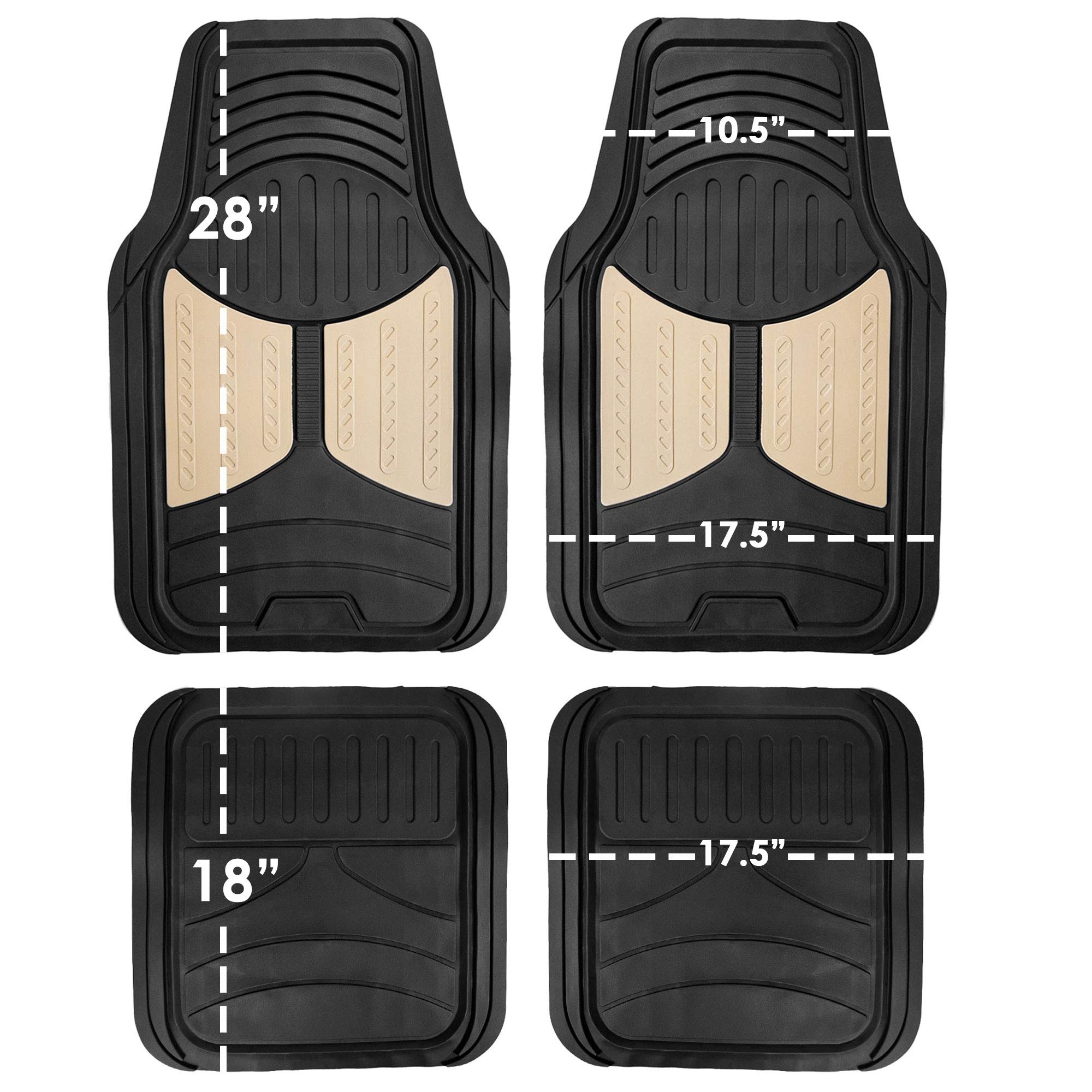 Fh Group Automotive Floor Mats - Heavy-Duty Monster Eye Rubber For Cars, Universal Fit Full Set, Climaproof Mats, Trimmable Most