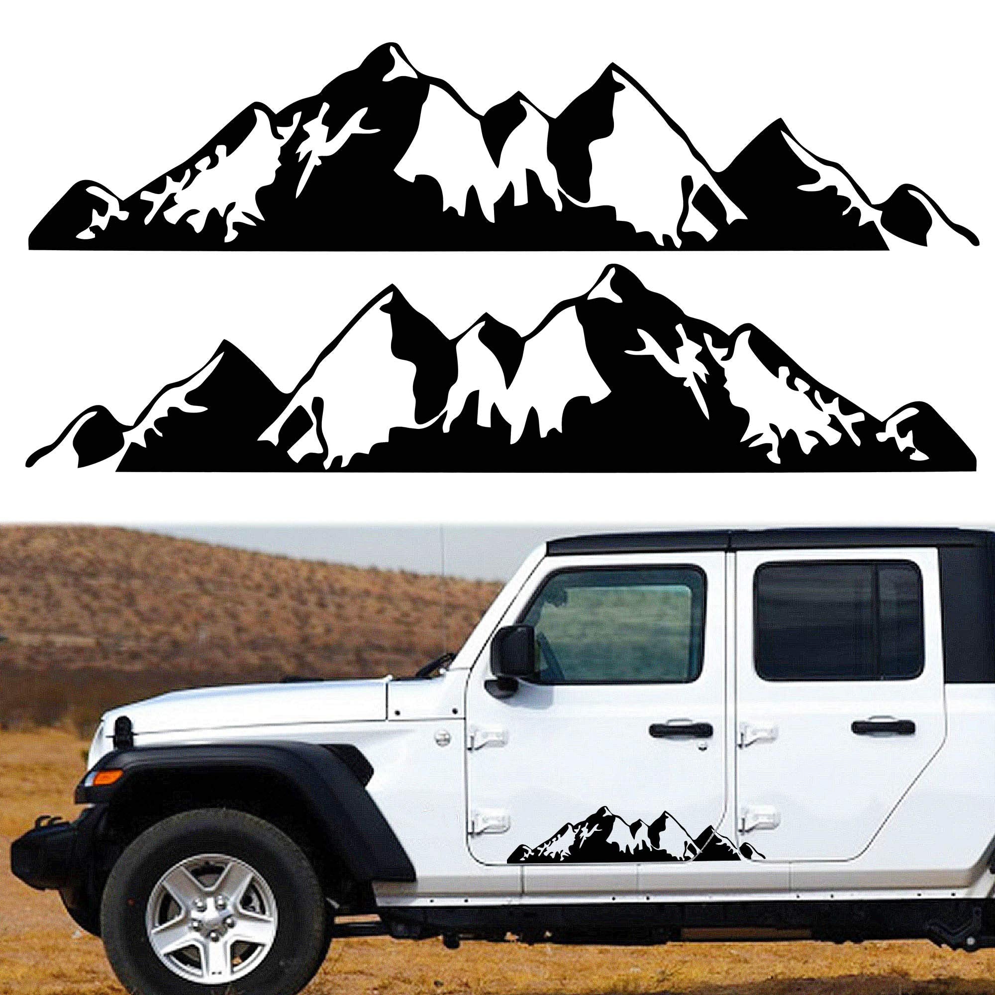 TOMALL 1 Pair 29.7'' Mountains Stickers Decal for Car Body Door Side Auto Snow Mountains Graphic Vinyl Decal Decoration for SUV 