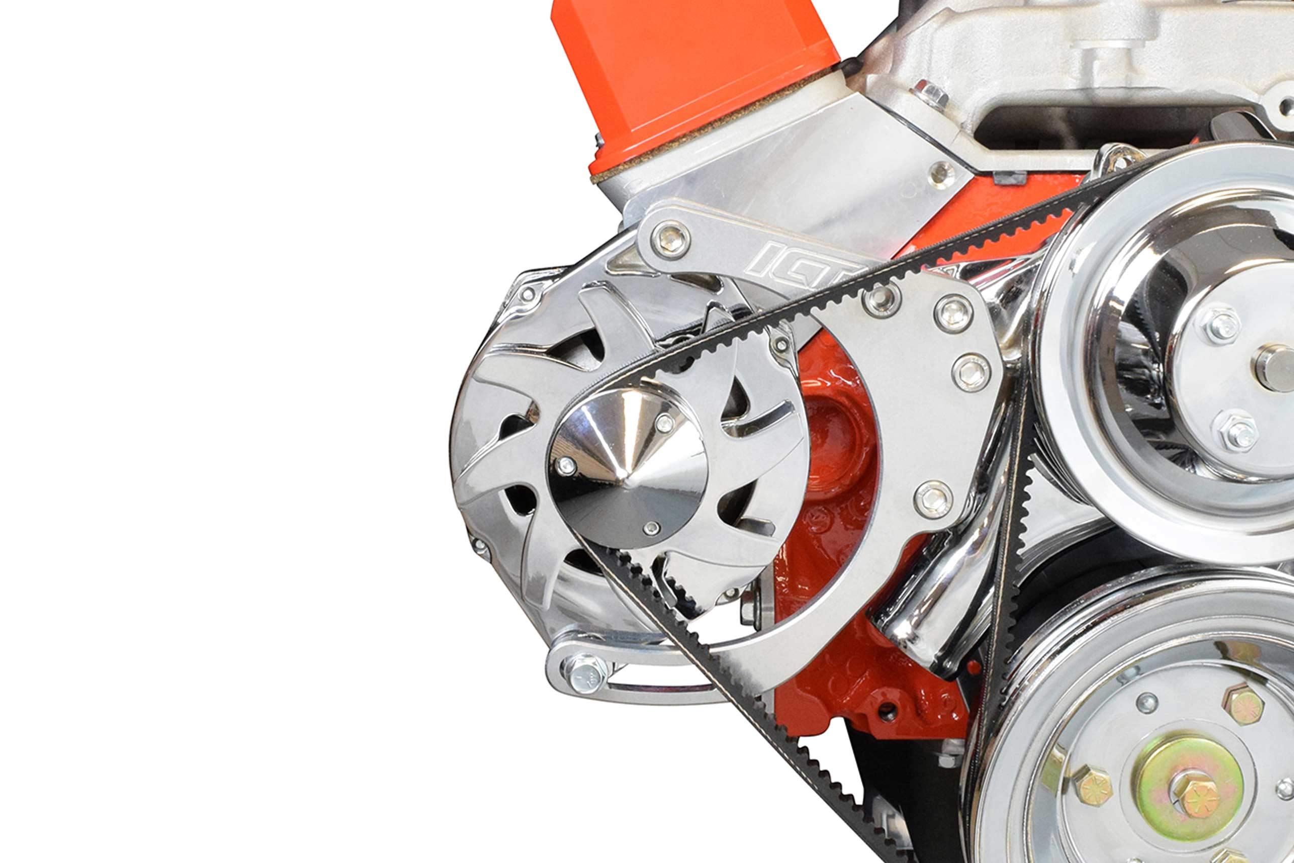 ICT Billet SBC Alternator/Power Steering Pump Accessory Drive Bracket Kit for Double Hump Heads 305 327 350 383 5.0L 5.7L V8 Des