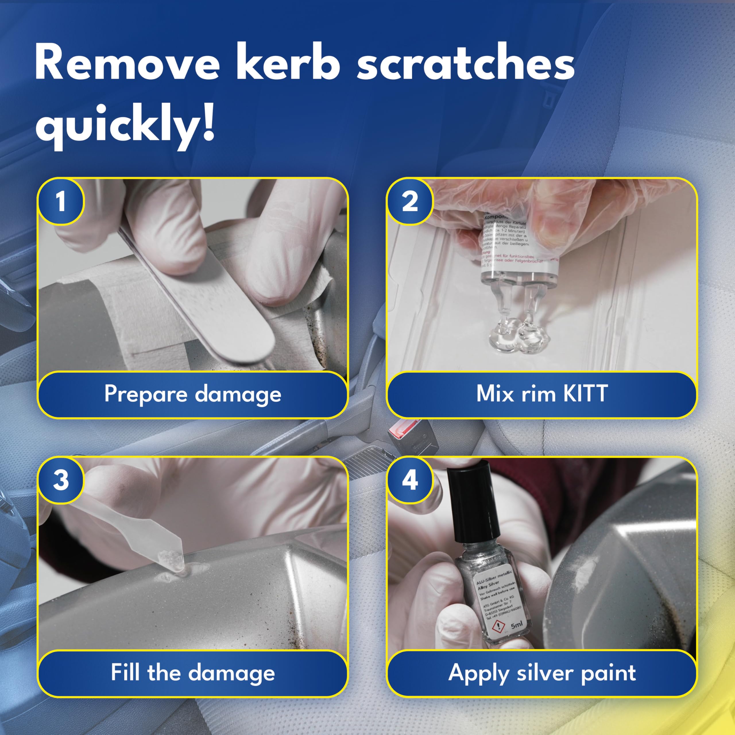 ATG Rim Scratch Repair Kit - Silver Alloy Wheel & Paint Scratch Fix - Model ATG111