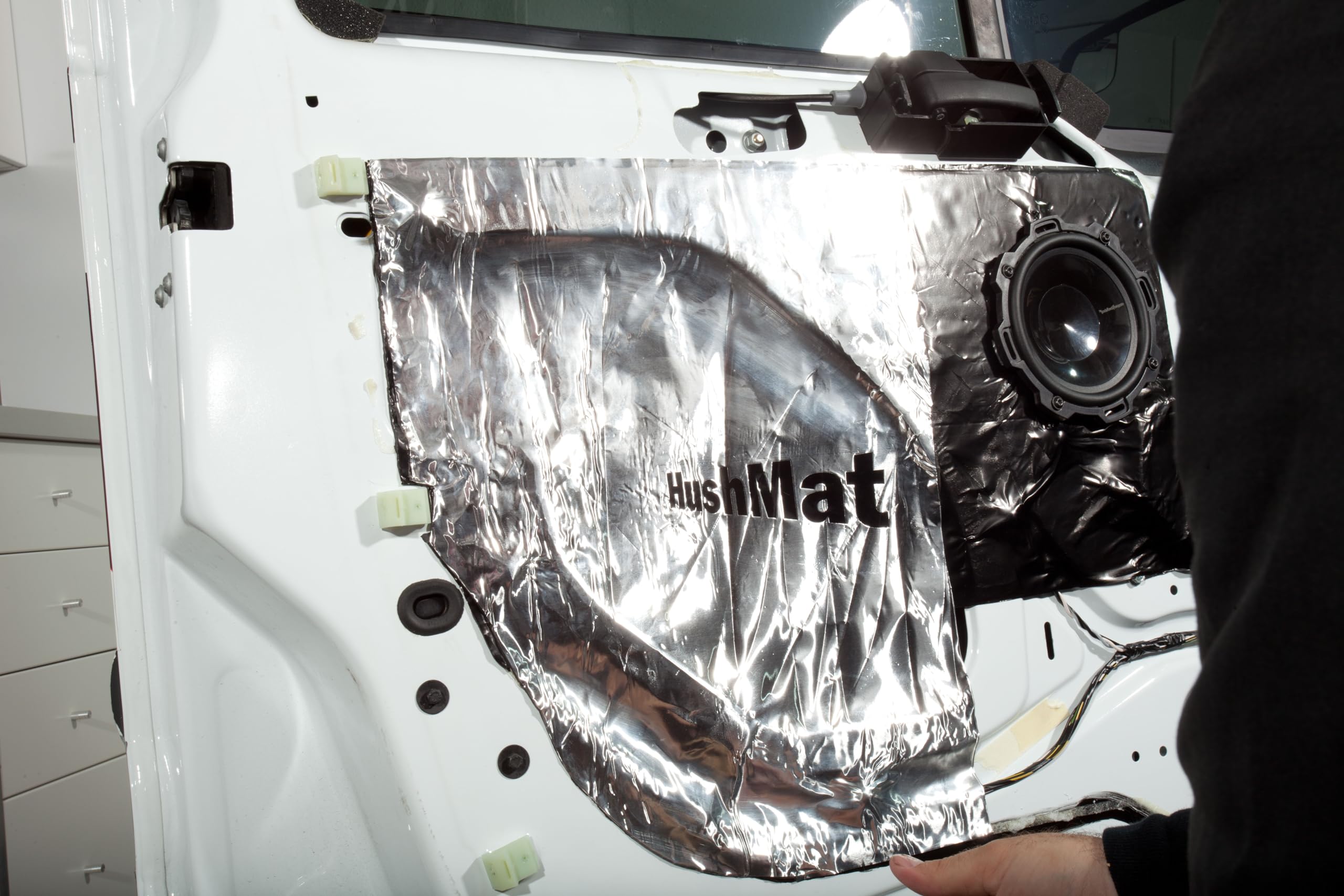 HushMat 10201 Door Kit - 10 Sheets of 12 x 12 Silver Ultra Sound Deadening & Thermal Insulation - 10 Sq. Ft.