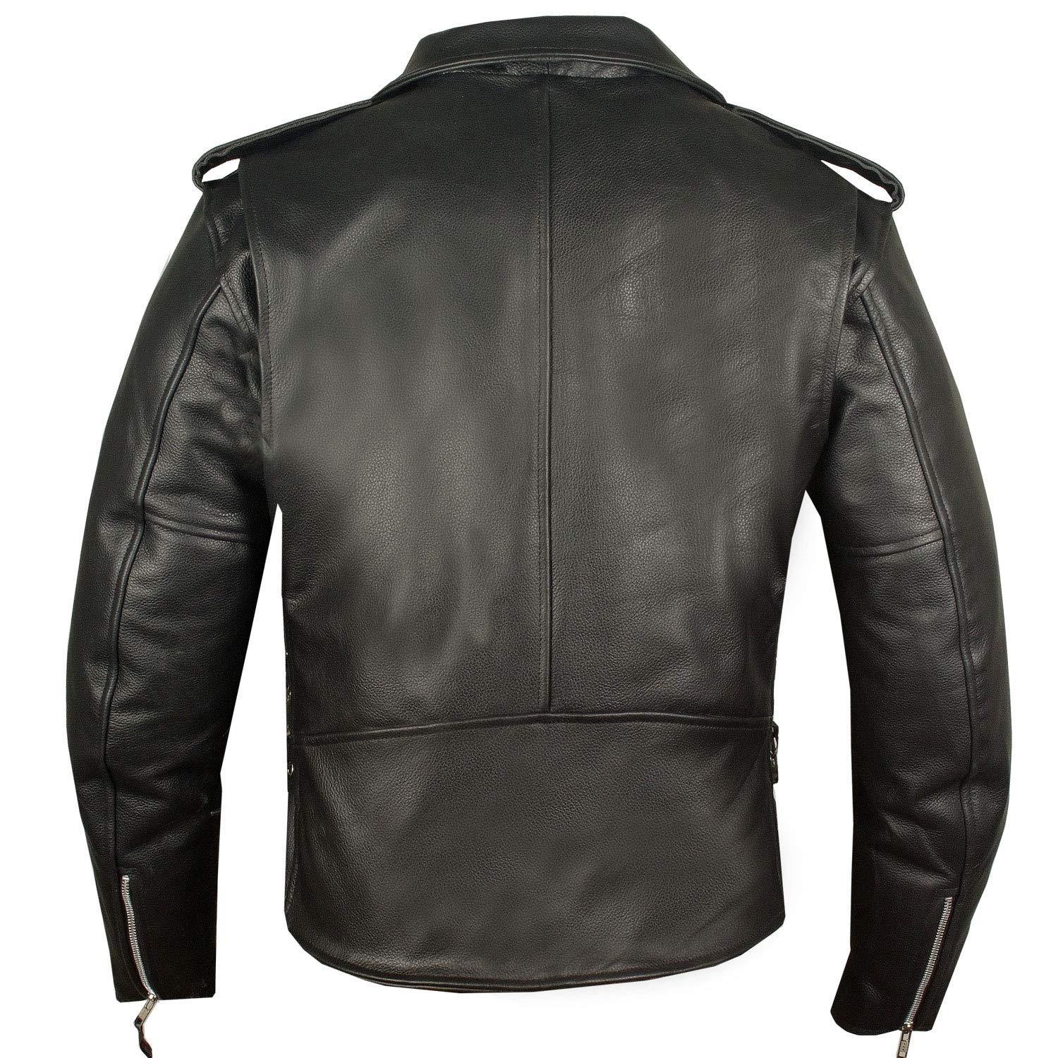 Men'S Iconic Brando Leather Motorcycle Jacket Premium Real Natural Buffalo Biker Jacket - Side Laces Concealed Carry Pockets, All-Season Leather Motorcycle Jacket For Men Black Xl