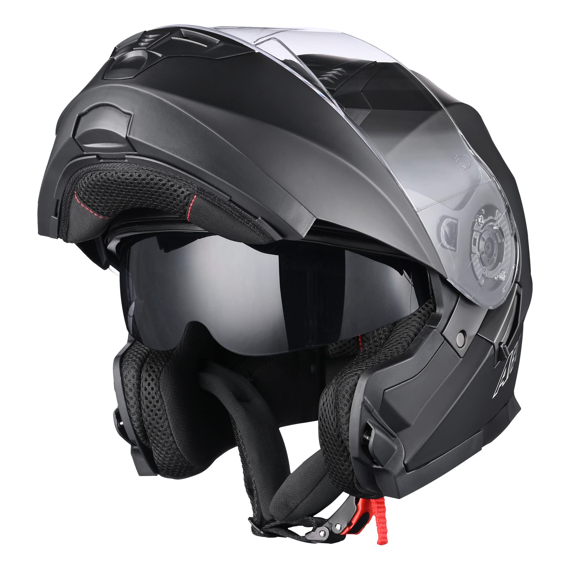 Ahr Motorcycle Helmet Dual Visor Modular Flip Up Full Face Helmet Dot Approved Helmet Run-M3 For Adult Motorbike Street Bike Moped Racing (Matte Black, S)
