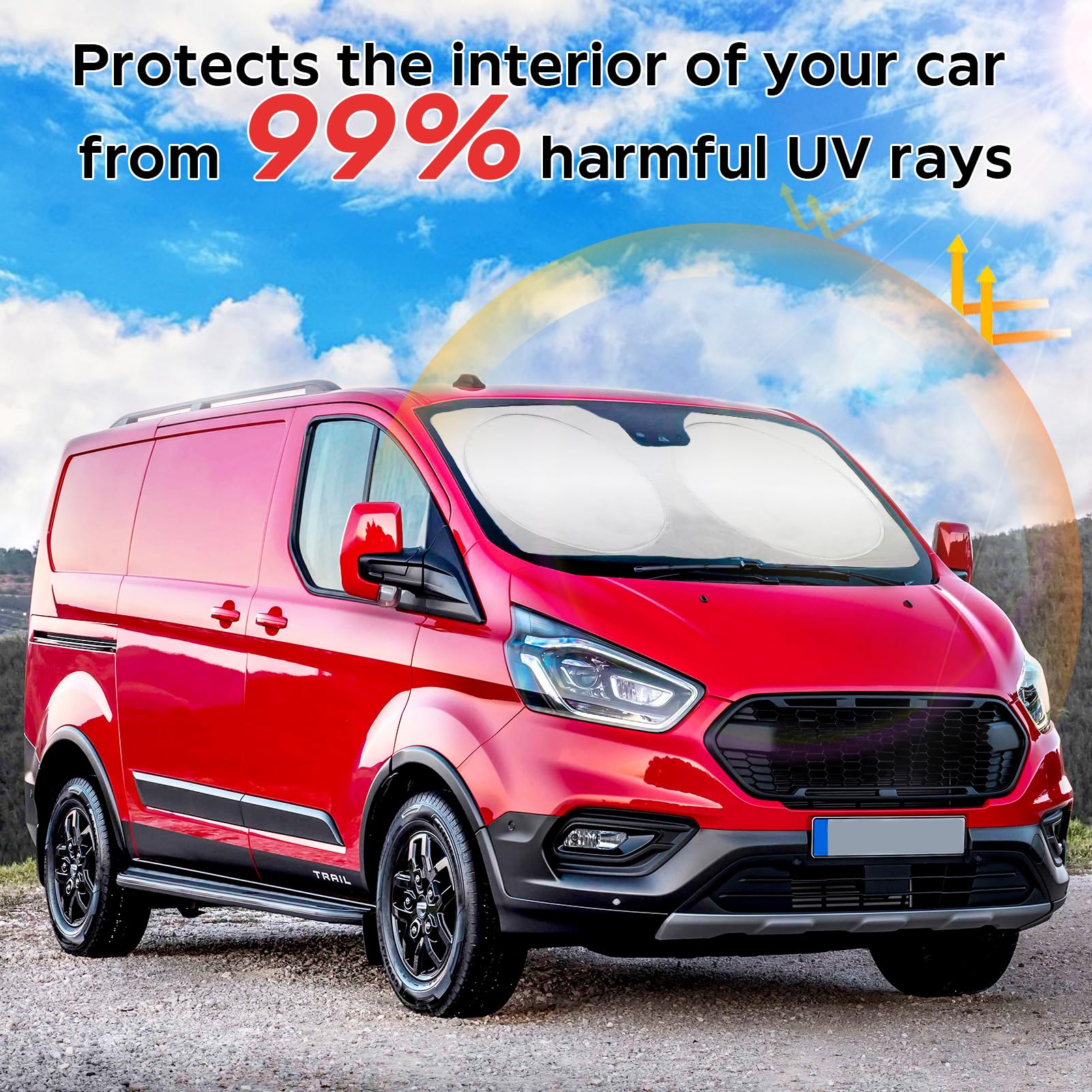 For 2024 Transit Window Sun Shade Windshield Sunshade For 2020 2021 2022 2023 Ford Transit Van Wagon Cargo Windshield Cover Cust