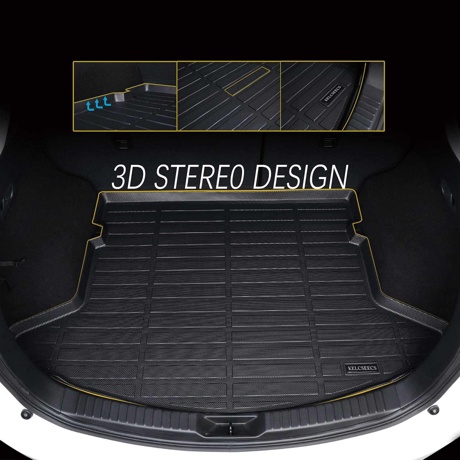 Kelcseecs All-Weather Cargo Liner For Elantra & Elantra N & Elantra Hybrid 2025 2024 2023 2022 2021 Custom Fit Car Floor Mat (Tr
