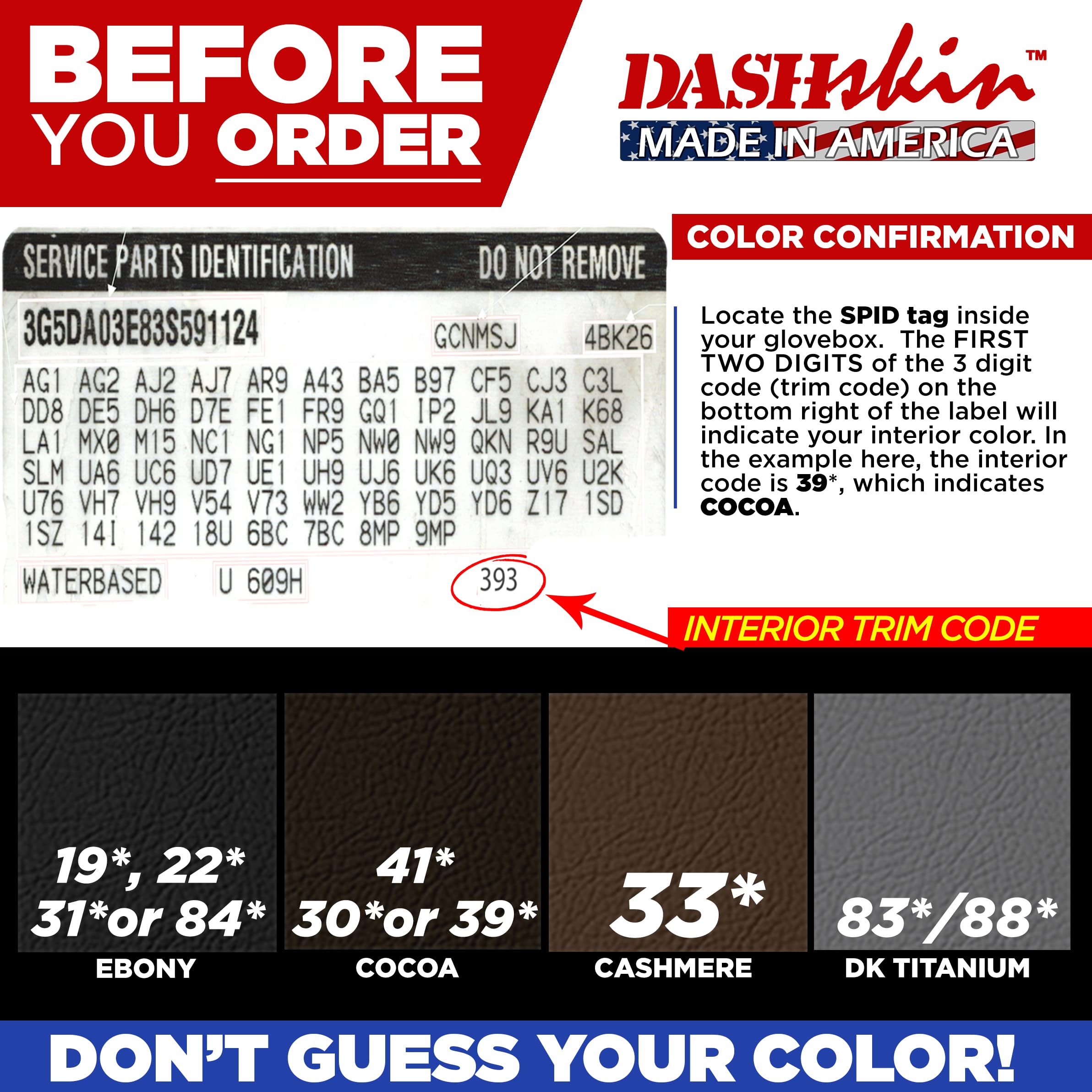Dashskin Usa American Made Dash Cover Cap Compatible With 07-14 Tahoe Suburban Yukon Avalanche - Easy Cracked Dash Fix - W/O Spe