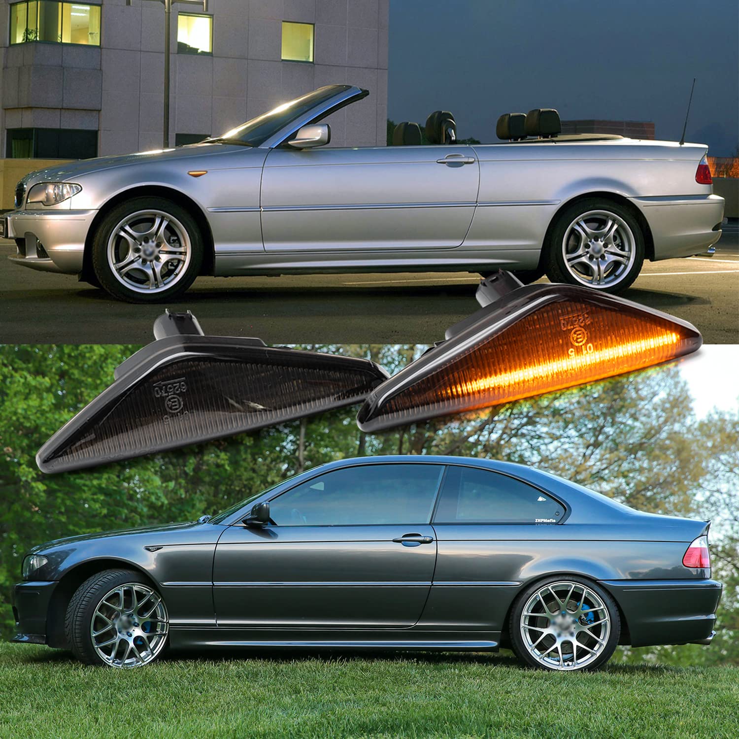 Nslumo Sequential Amber Led Side Marker Lights For 2004-2006 B'Mw E46 Lci 325Ci 330Ci Coupe Convertible Front Fender Turn Signal