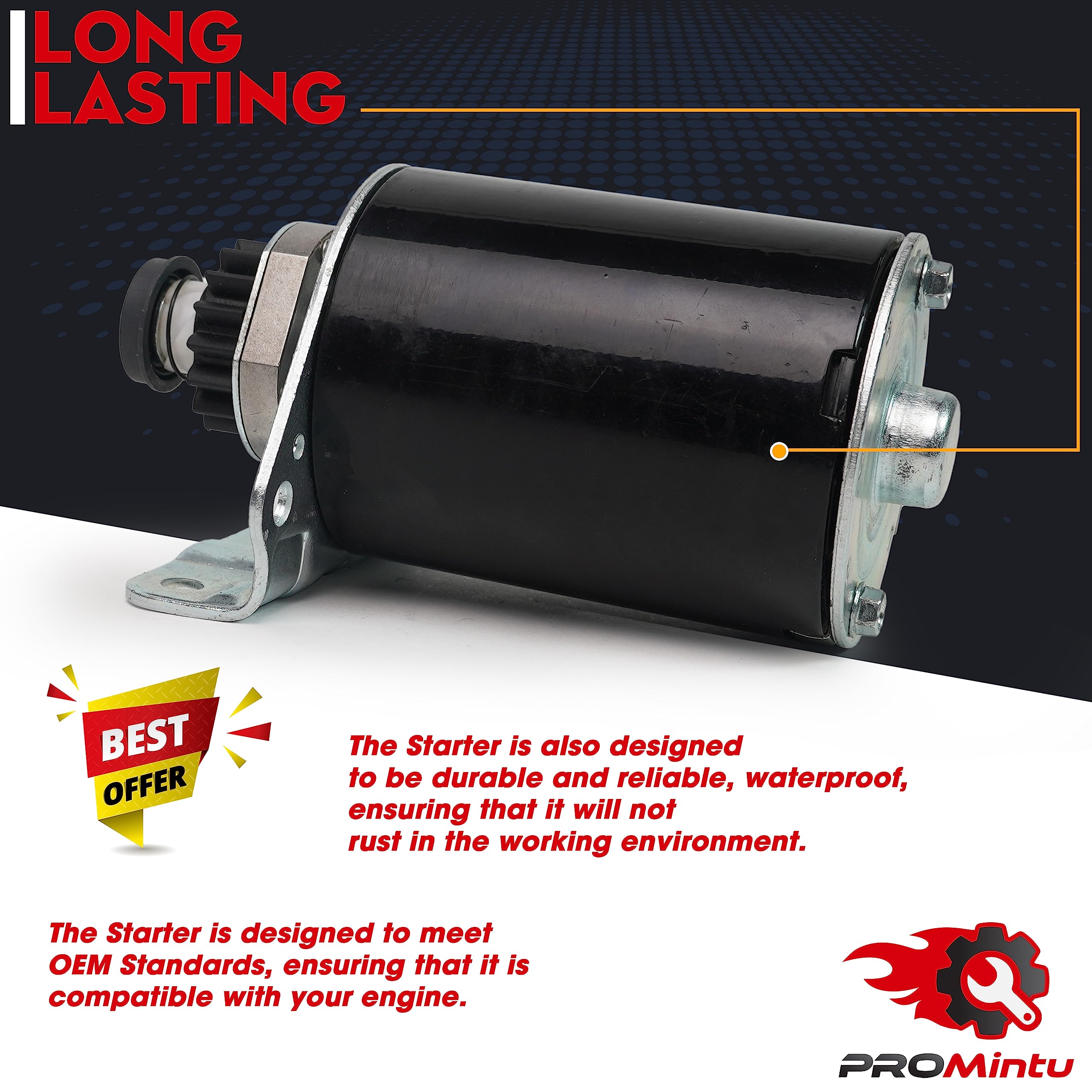 PROMintu Starter Motor Replaces for John Deere Z235 Z255 Z425 Z435 Z445 Z465 Z335E Z355E Z515E Z525E Z335M Z345M Z535M Z345R Z35