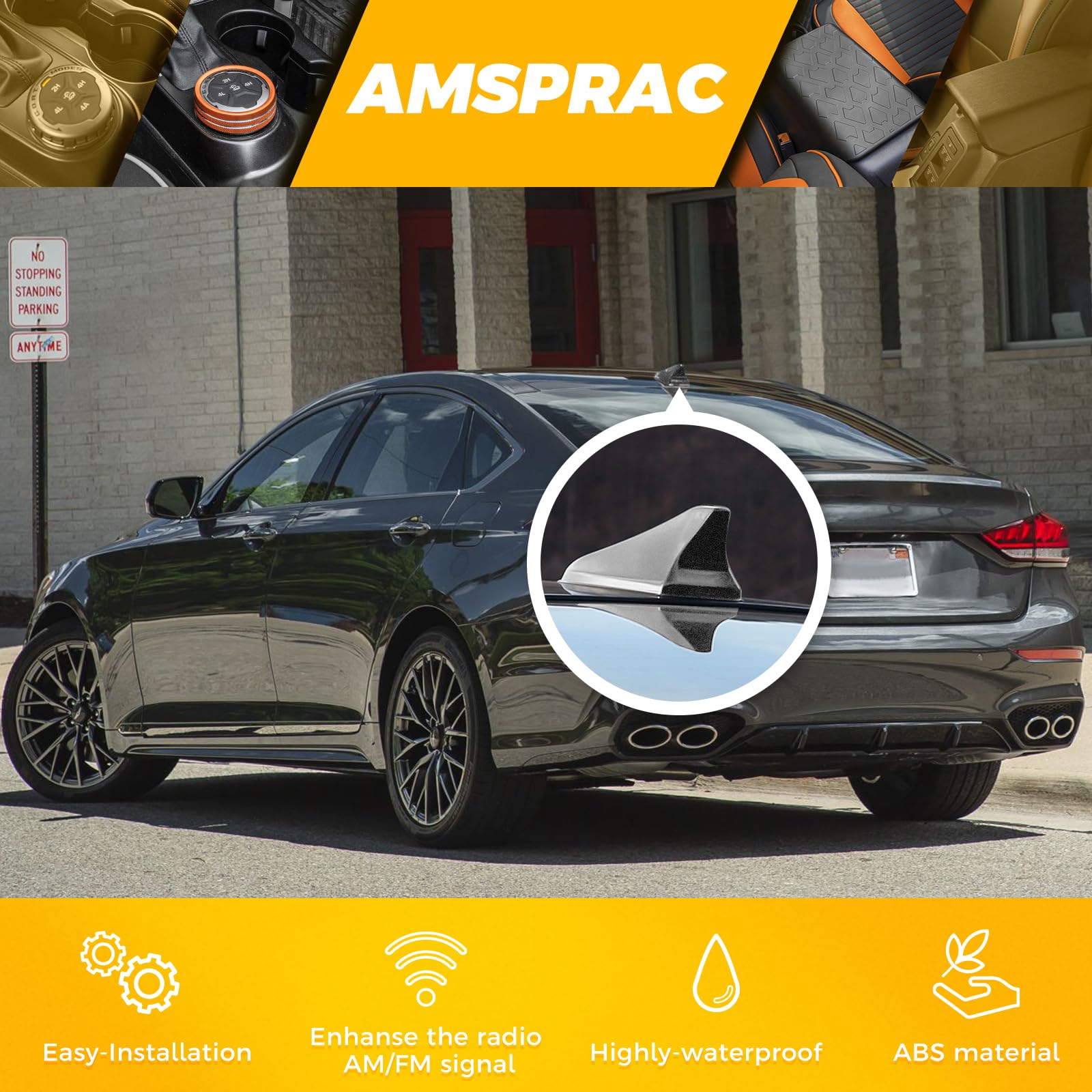 Amsprac Shark Fin Antenna Cover,Car Roof Antenna Caps Fit For Kia Optima 2014-2020,For Hyundai Sonata 2015-2019(Not Sport),For G