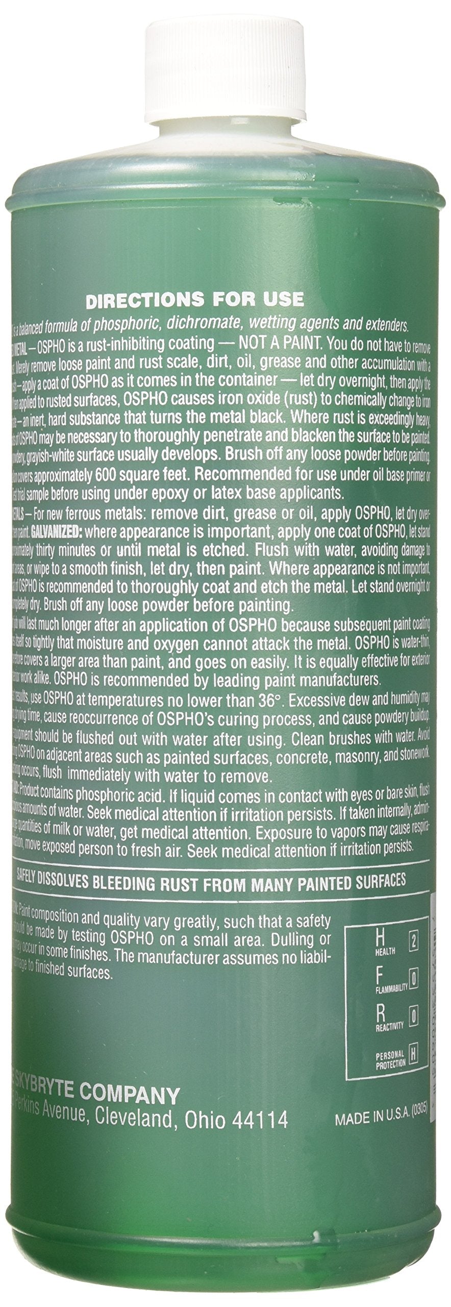 Ospho 605 Metal Treatment, 32 Fl Oz, Clear, Plastic, 1 Count (Pack of 1)
