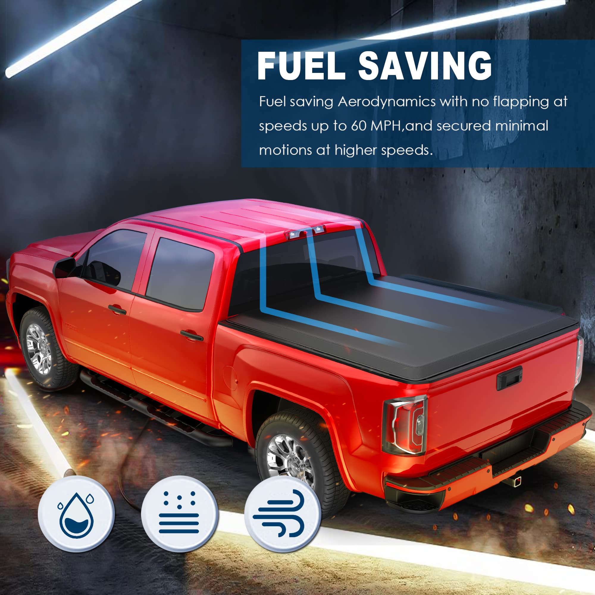 Mostplus Quad Fold Soft Truck Bed Tonneau Cover Compatible For 2019-2024 2025 Chevrolet Chevy Silverado/Gmc Sierra 1500 (2019 15