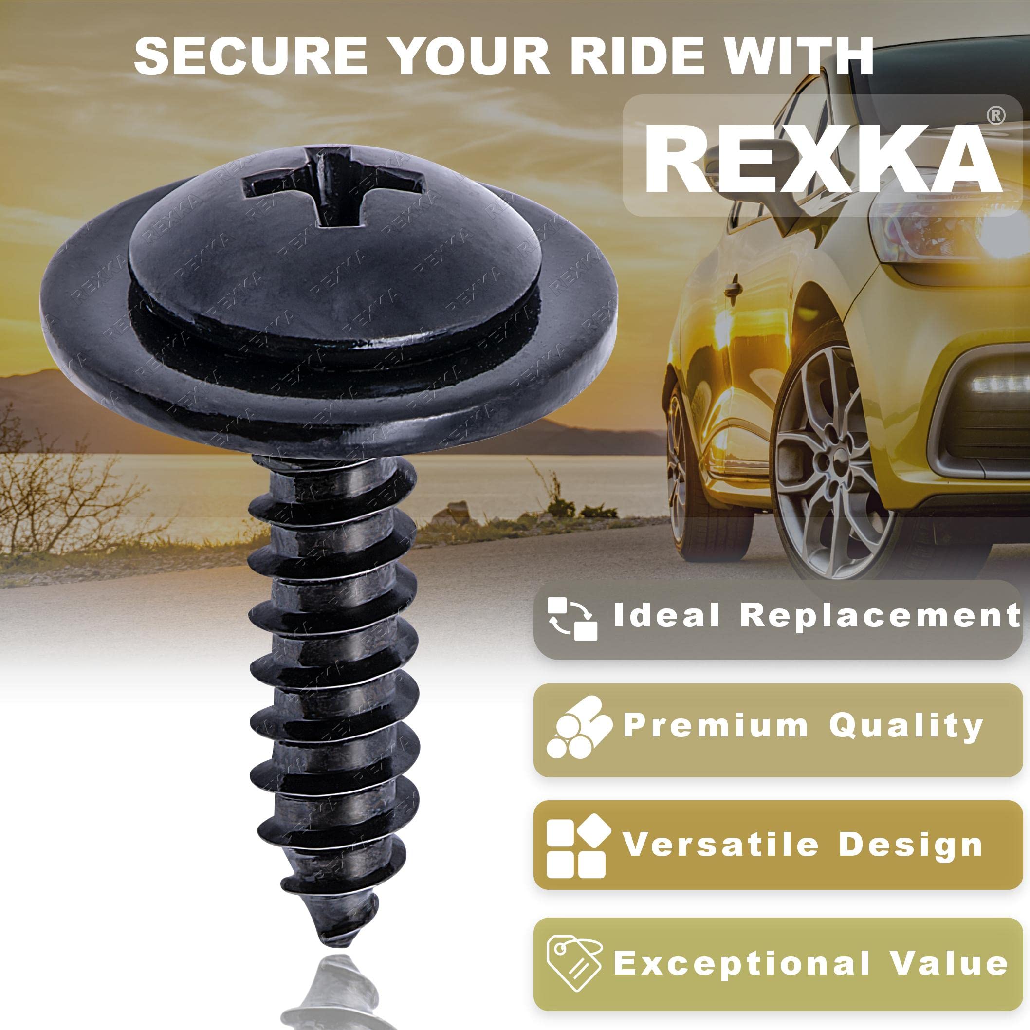 Rexka 10pcs Fender Liner Splash Shield Wheelhouse Liner Screw Phillips Truss Head Sems Compatible with Honda Acura BMW 90114-SE0