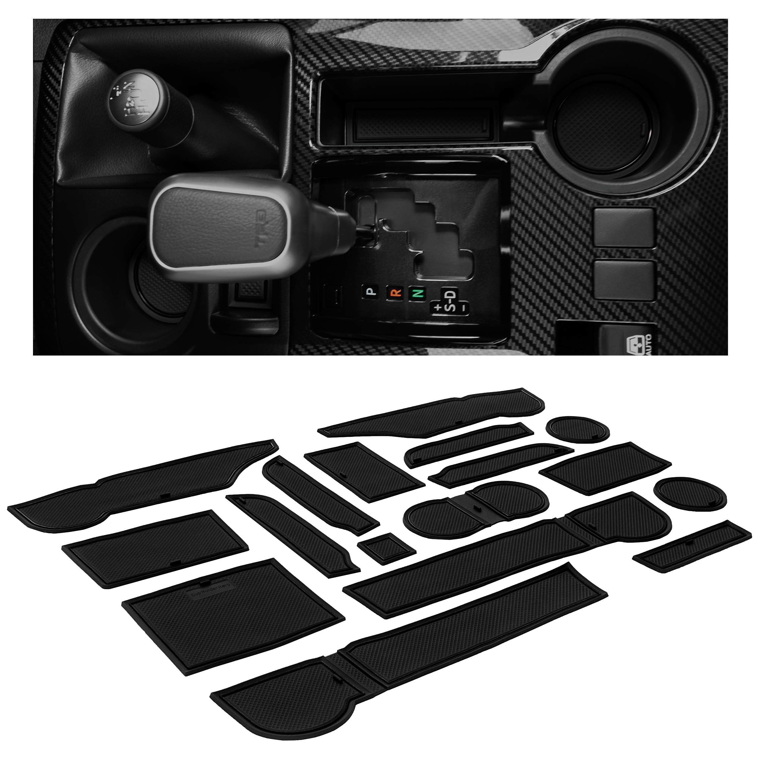 CupHolderHero Fits Toyota 4Runner 2010-2024 Accessories - Custom Non-Slip Anti-Dust Cup Holder Inserts, Center Console Liners, D