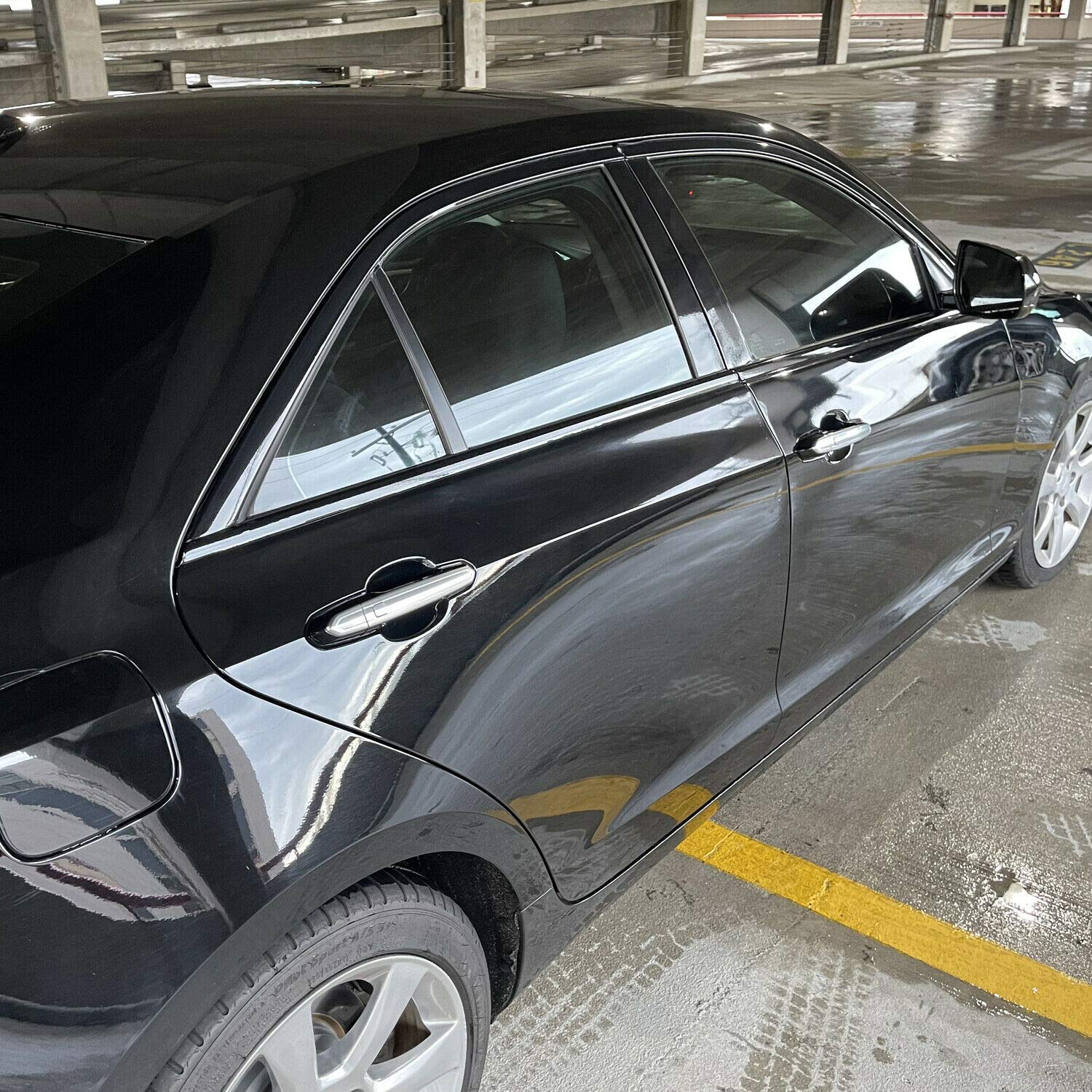 SlickMod Chrome Delete Blackout Vinyl Overlay for 2013-2018 Cadillac ATS Sedan Window Trim - Gloss Black Finish