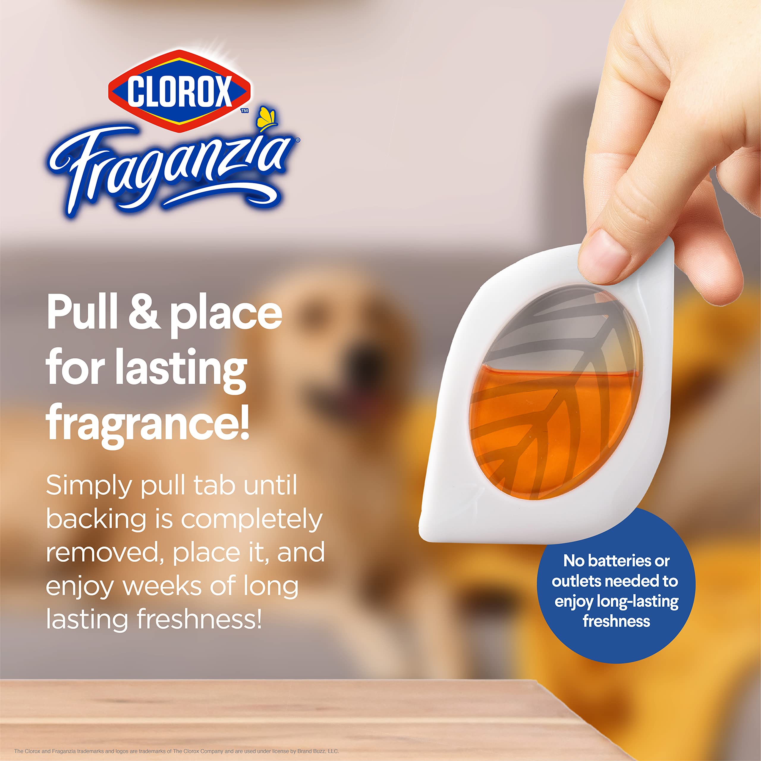 Clorox Fraganzia Air Freshener, Hawaiian Escape, 2ct, Peel & Place, No-Plug, 7.5ml Units for Closets, Laundry, Bathroom