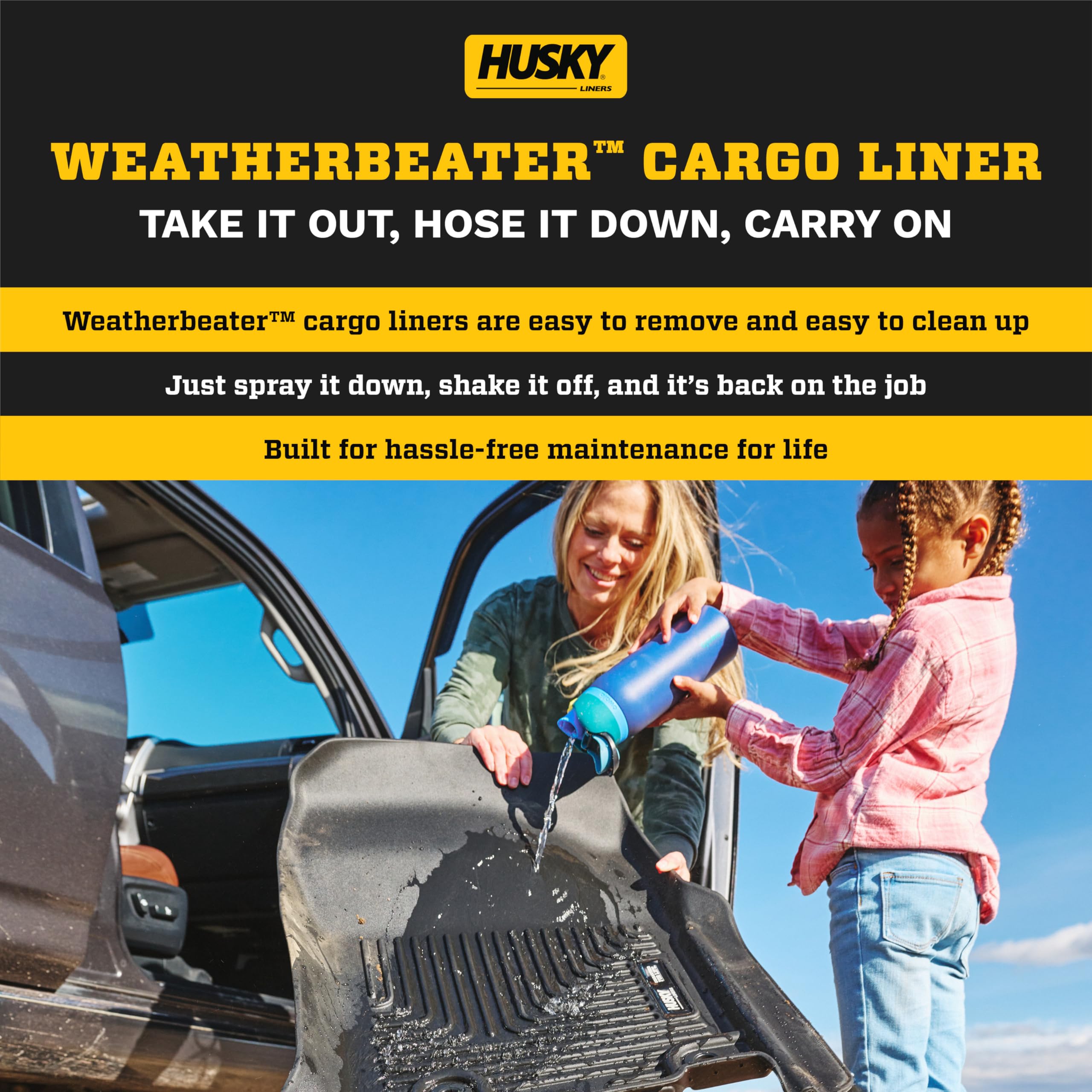 Husky Liners Weatherbeater Cargo Liner | Fits 2011 - 2019 Ford Explorer (Fits Over Folded Flat 3Rd Row) | Cargo, 1-Pc Black - 23